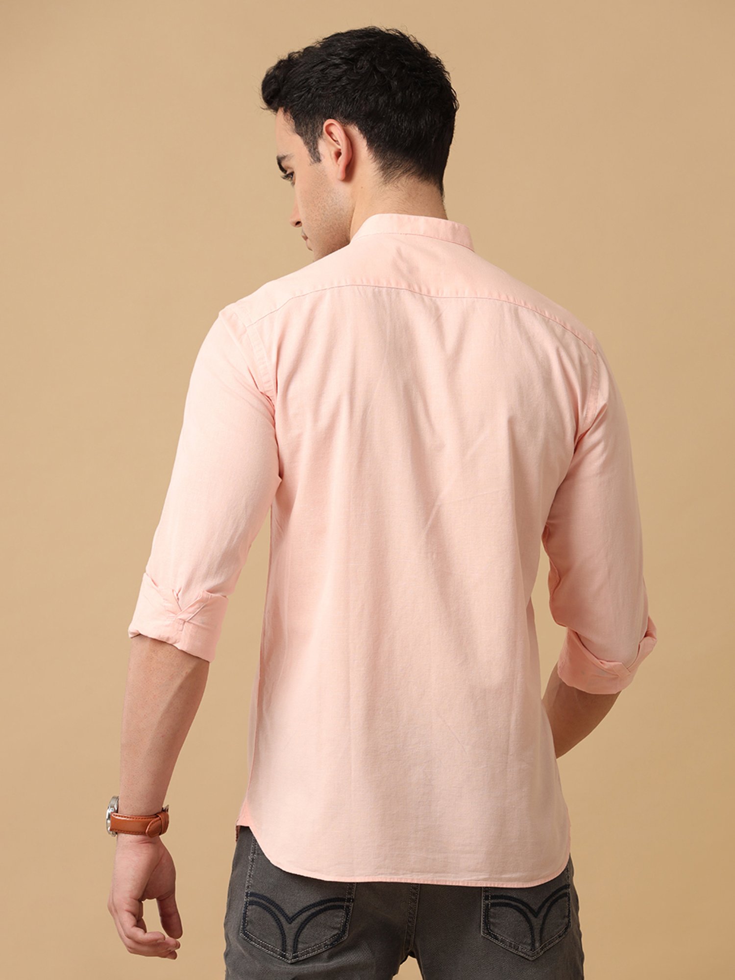 CAVALLO by Linen Club Pink Contemporary Fit Shirt