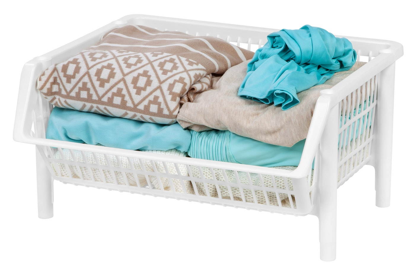 IRIS Jumbo Stacking Basket, 4 Pack, White