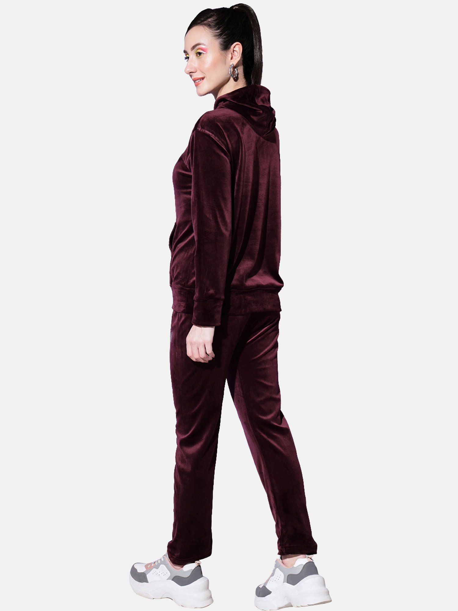 BUYNEWTREND Maroon Regular Fit Sports Tracksuit