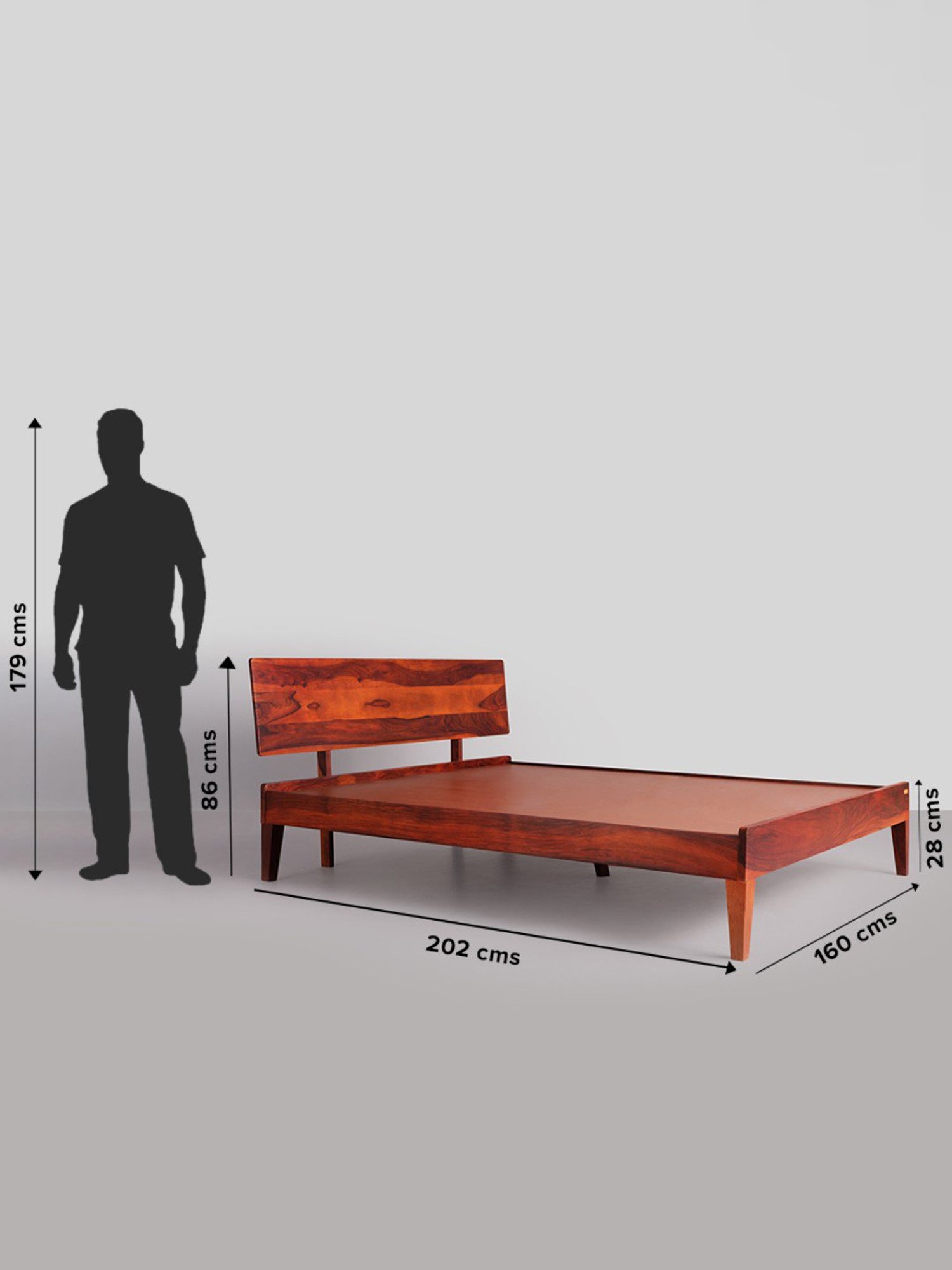 Sleepyhead G Honey Brown Sheesham Wood Queen Size Bed