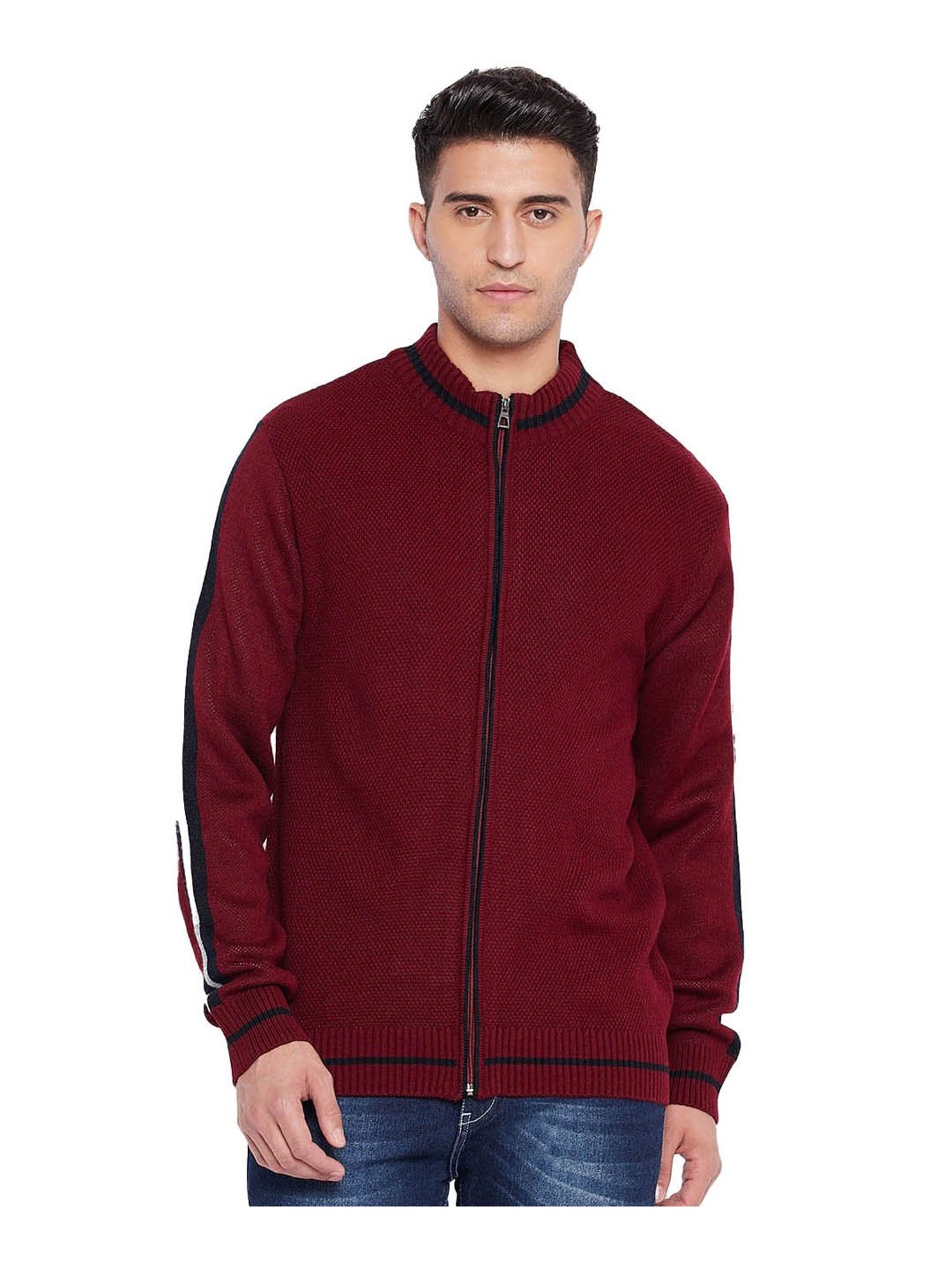 Cantabil Maroon Regular Fit Sweater