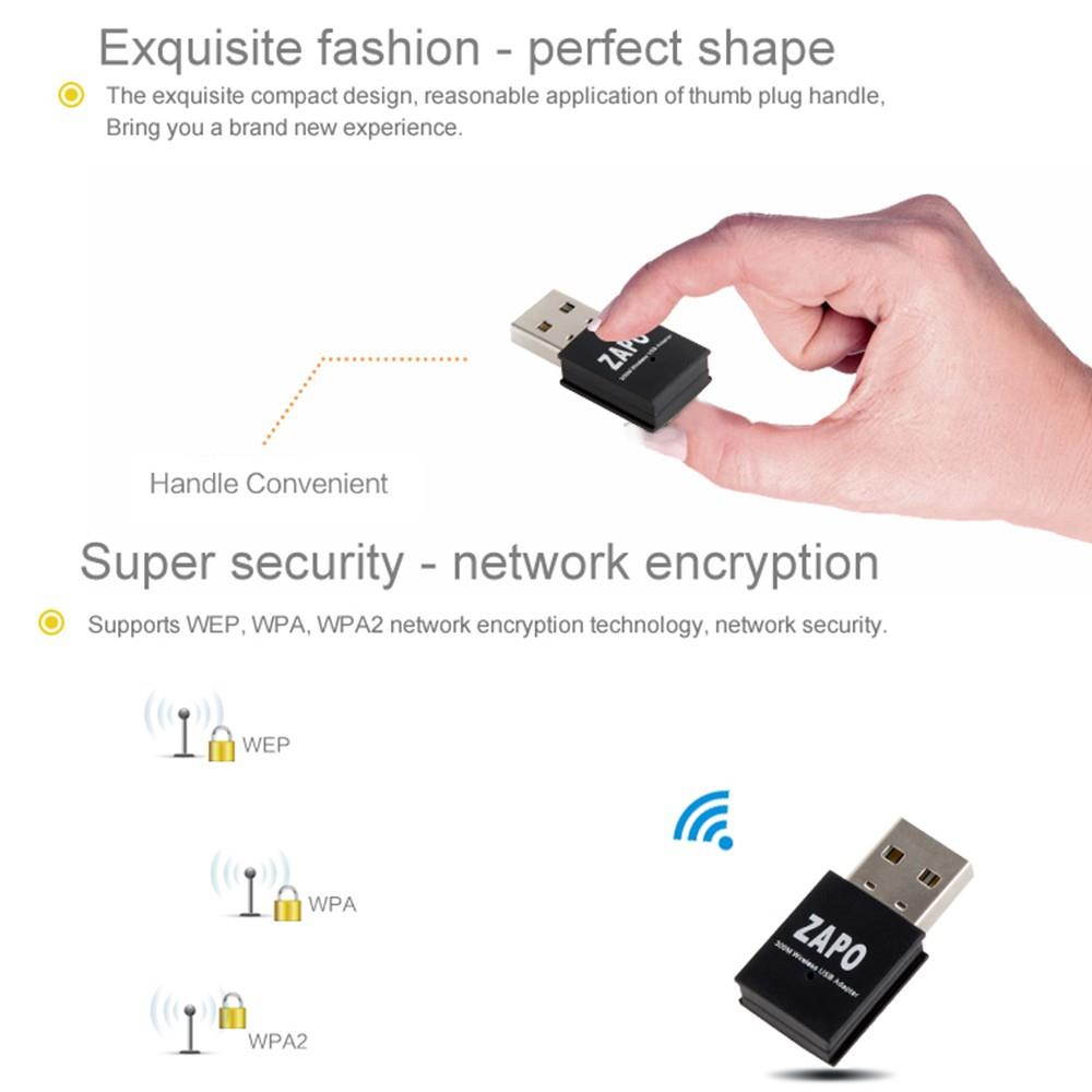 ZAPO W77 300Mbps 2.4G Wireless WiFi Adapter