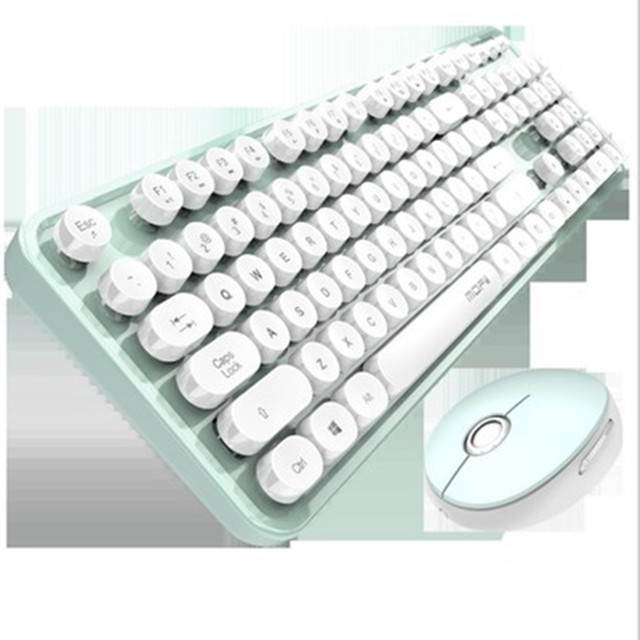 2.4G Wireless Keyboard Set Mixed Candy Color Roud Keycap Keyboard and Mouse  for Laptop Notebook PC Girls Gift