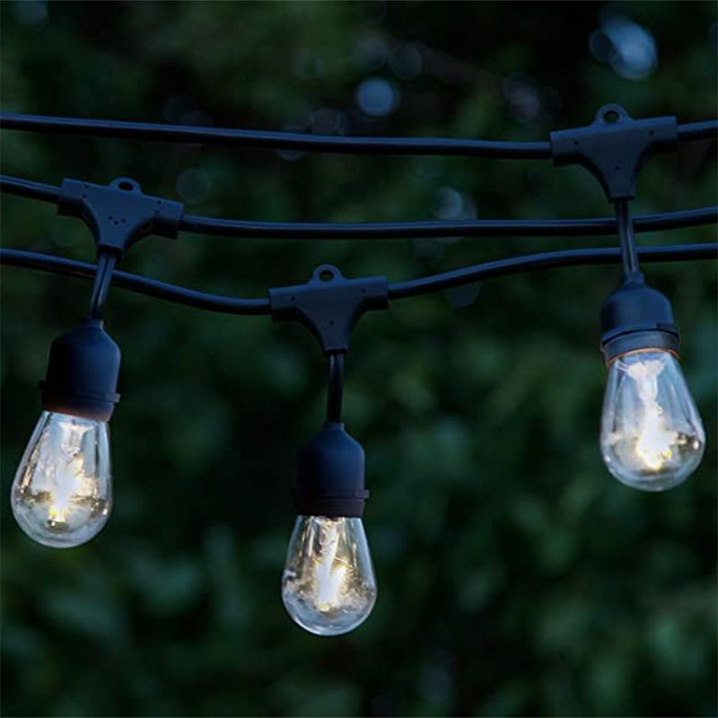 Brightech Ambience Pro Outdoor String Lights with 16 Hanging Sockets & Black LED Edison Bulb for Outside, Backyard, Cafe, Patio, or Porch, 48 Foot