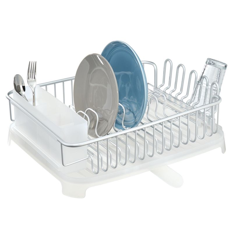 iDESIGN Large Dish Drainer Silver/White