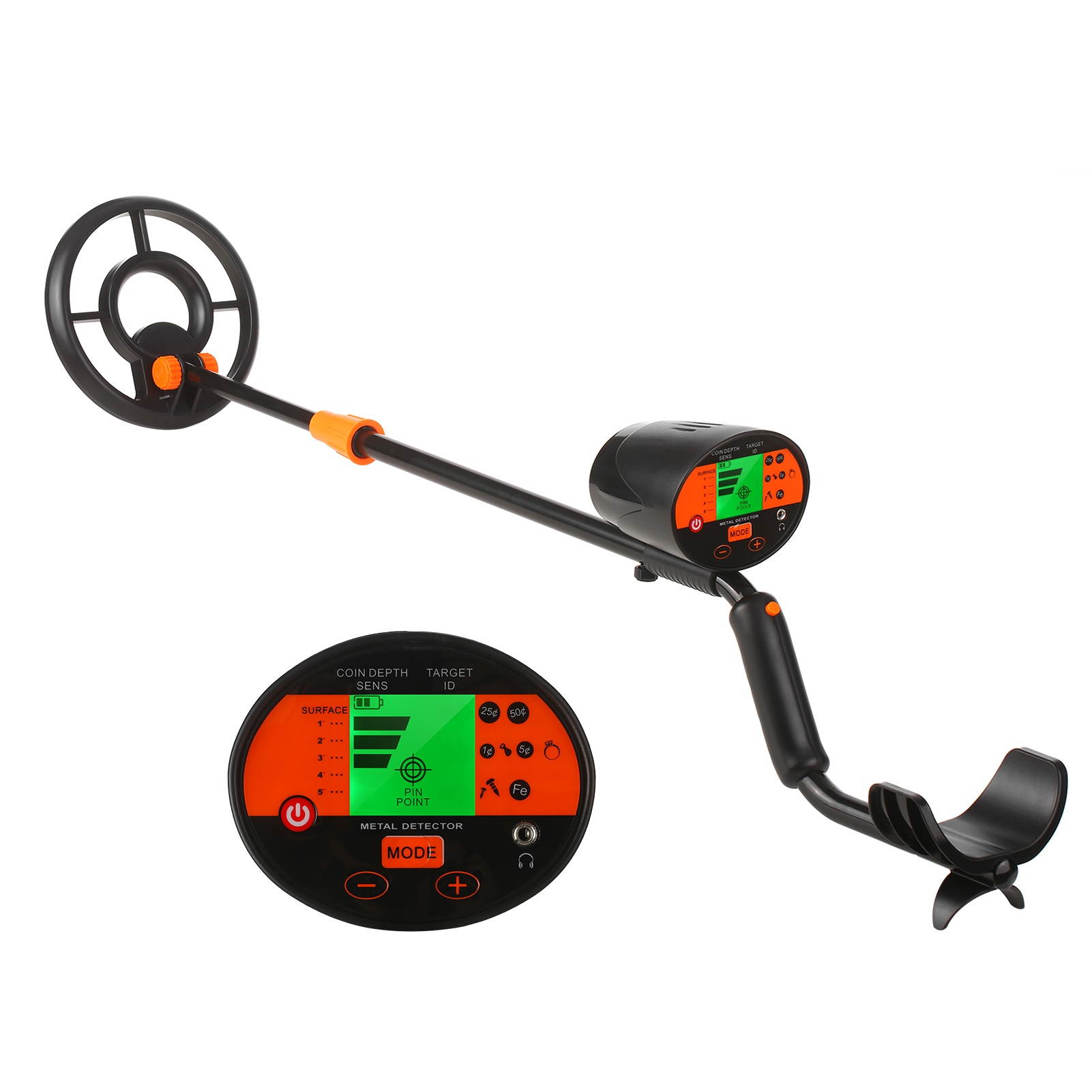 Outdoor Underground Metal Detector Easy Installation Gold Metal Finder Treasure Hunter Sensitivity Adjustable for Gold Metal Jewelry Detecting Tool with Pinpointing Function