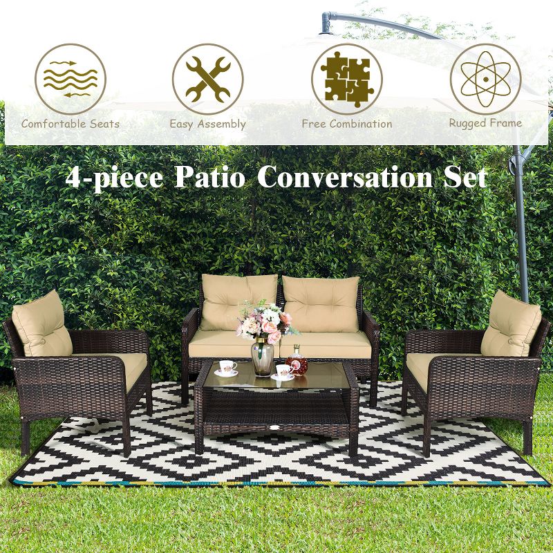 7pc Studio Shine Collection Patio Conversation Set with Sofa, 4 Armchairs & 2 Tables - W Unlimited