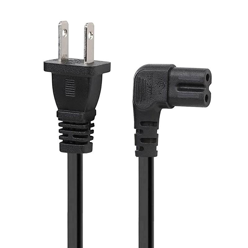 TV Power Cord 2-Prong Figure 8 Power Cord Angled L-Type IEC C7 (Figure 8) Replacement Power Cord for LCD LED Mornitor, IEC C7 to Nema 1-15P
