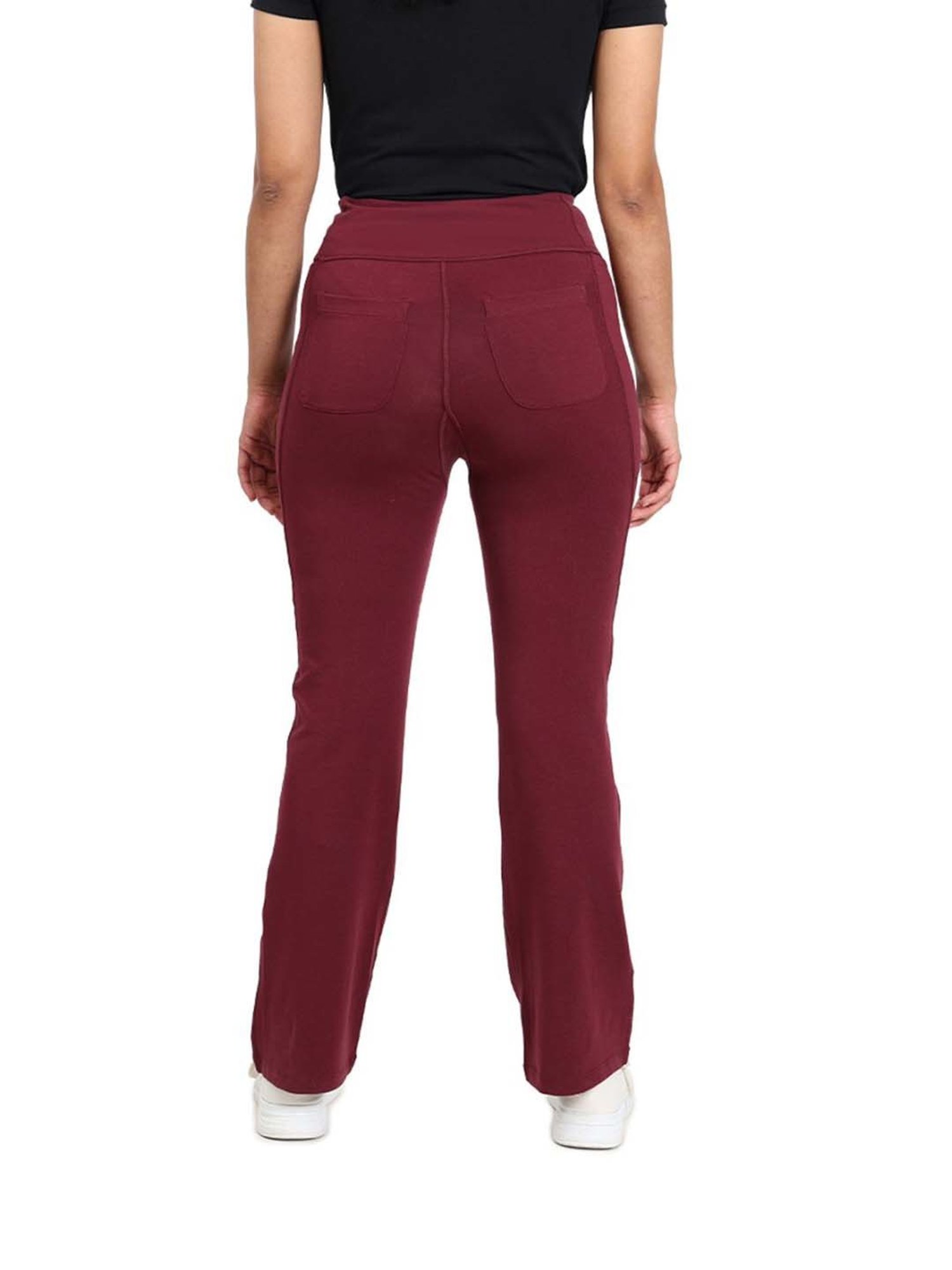 BlissClub Maroon Cotton Boot Leg Pants