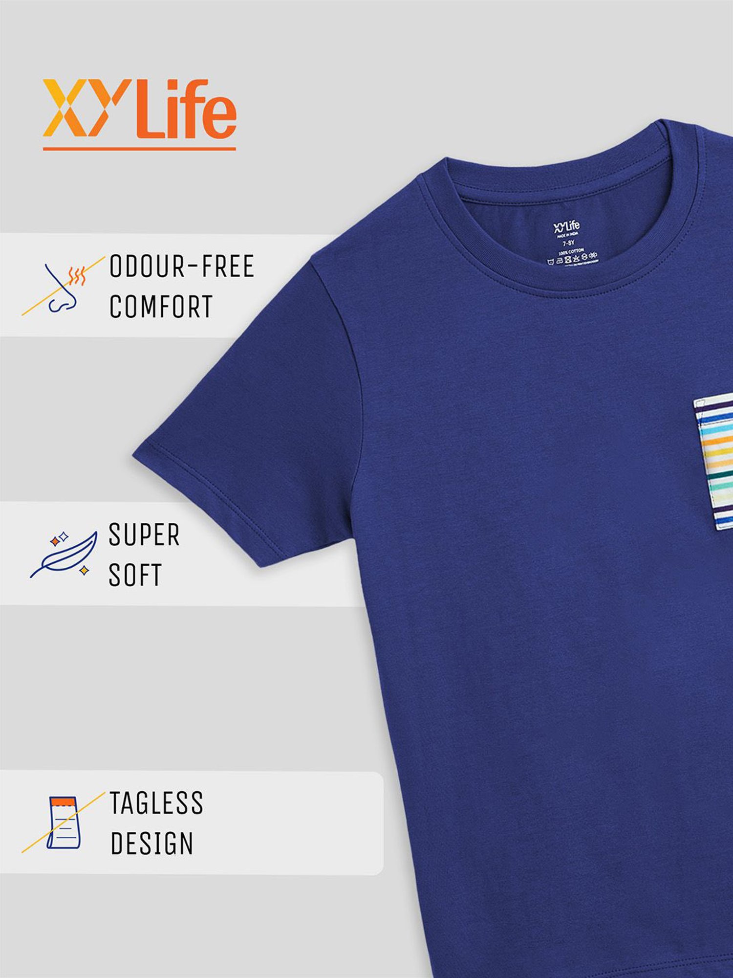 XY Life Kids Multicolor Cotton Relaxed Fit T-shirts (Pack of 3)