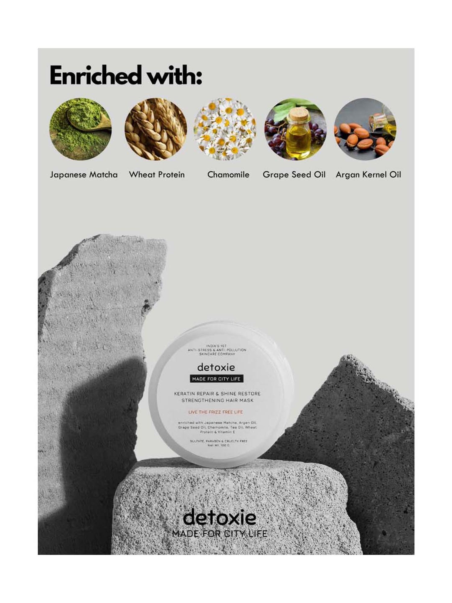 Detoxie Keratin Repair & Shine Restore Strengthening Hair Mask - 100 gm