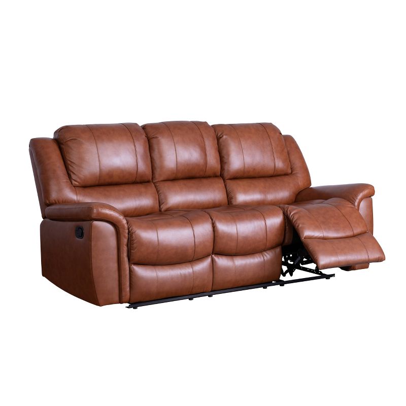 Joel Top Grain Leather Reclining Sofa Camel - Abbyson Living
