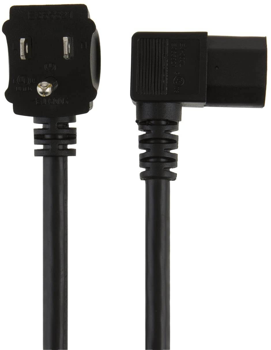 CableCreation 3 Feet 18 AWG Universal Power Cord for NEMA 5-15P Angle Type to IEC320 C13 Angle Type Cable, 0.915M / Black