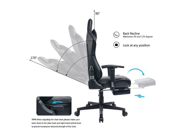 GTRACING Big and Tall Gaming Chair with Footrest Heavy Duty Adjustable Recliner with Headrest Lumbar Support Pillow High Back Ergonomic Leather Racing Computer Desk Executive Office Chair