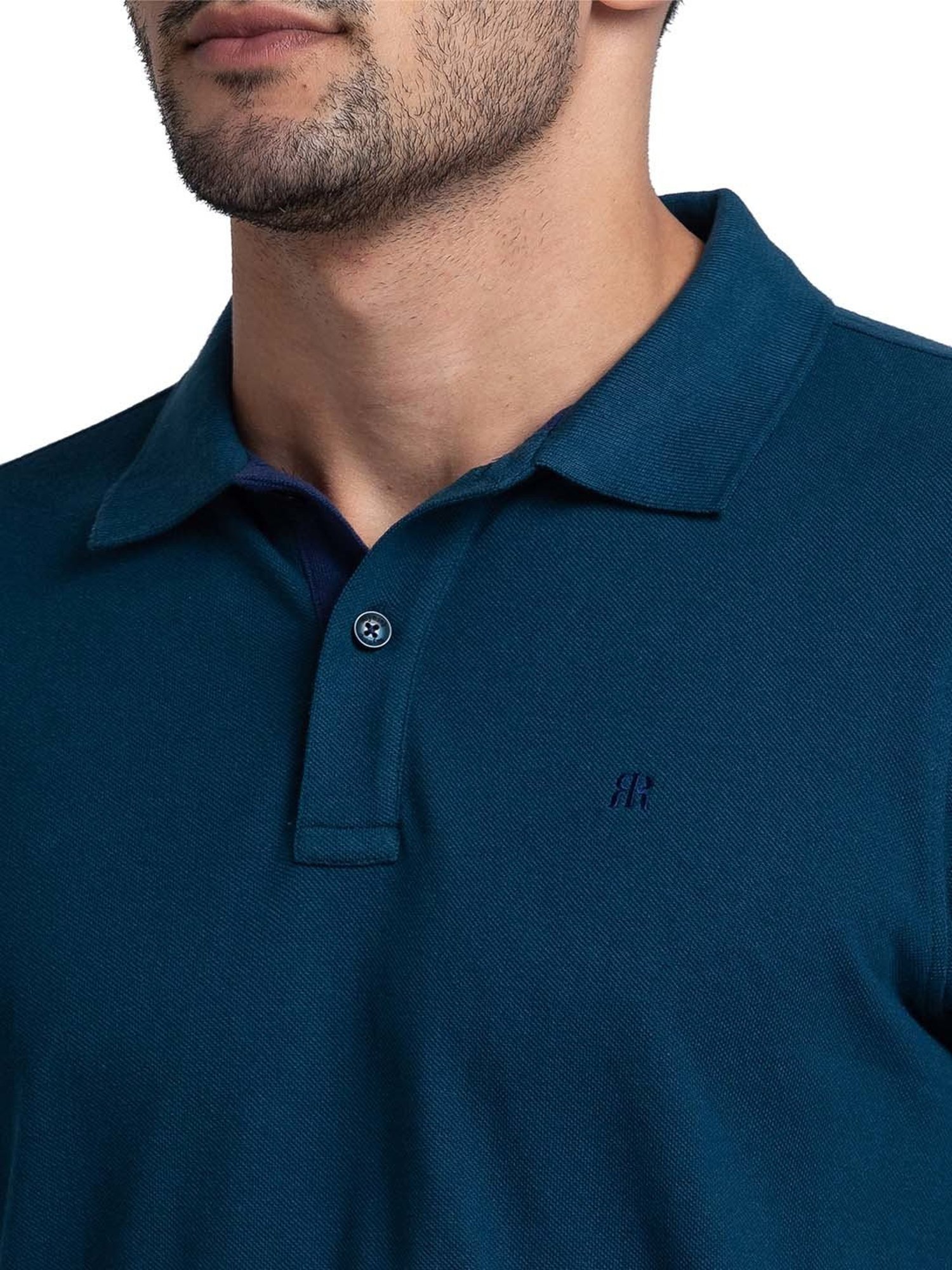 Raymond Teal Regular Fit Polo T-Shirt