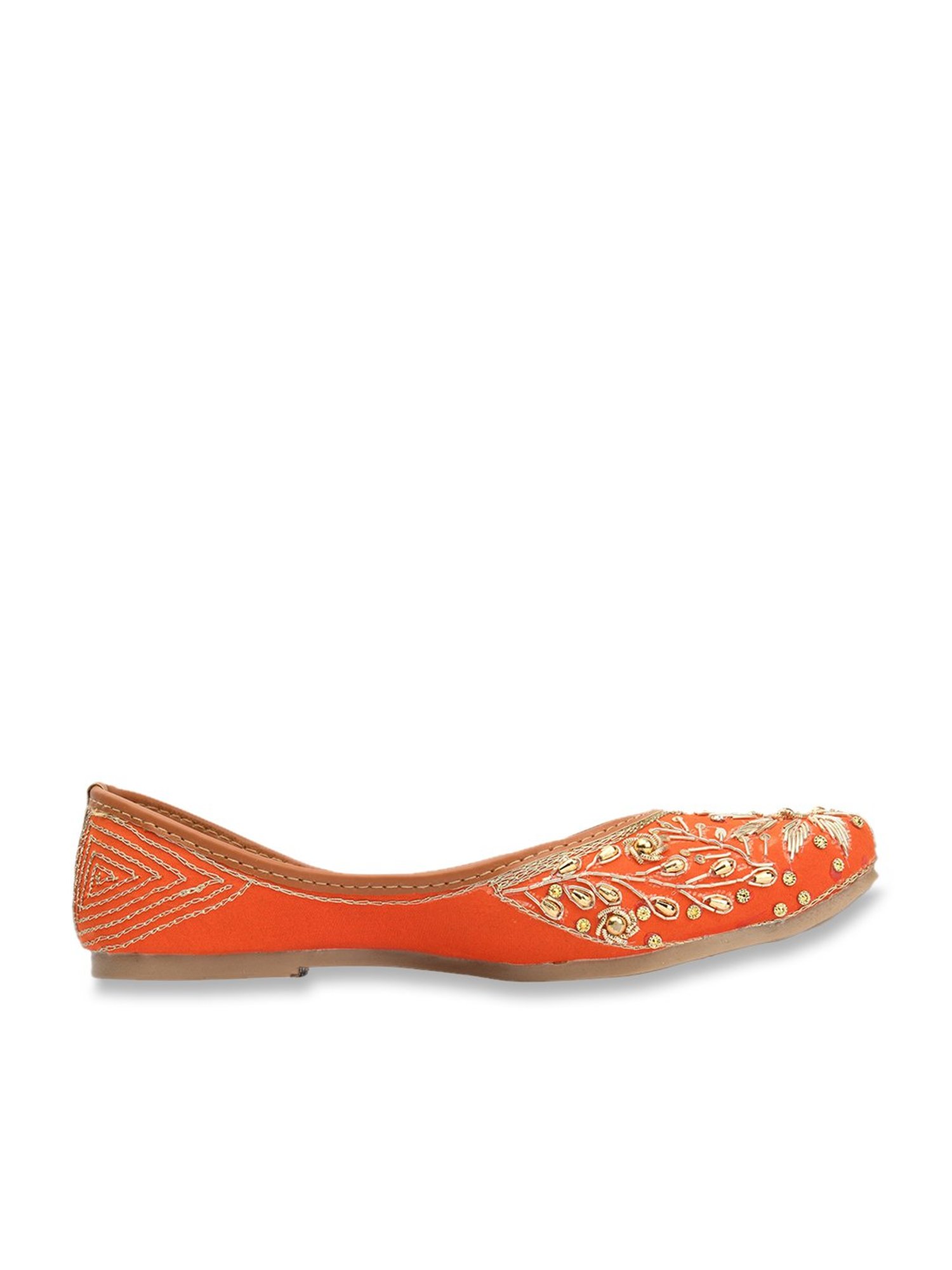 Desi Colour Women's Orange Ethnic Juttis