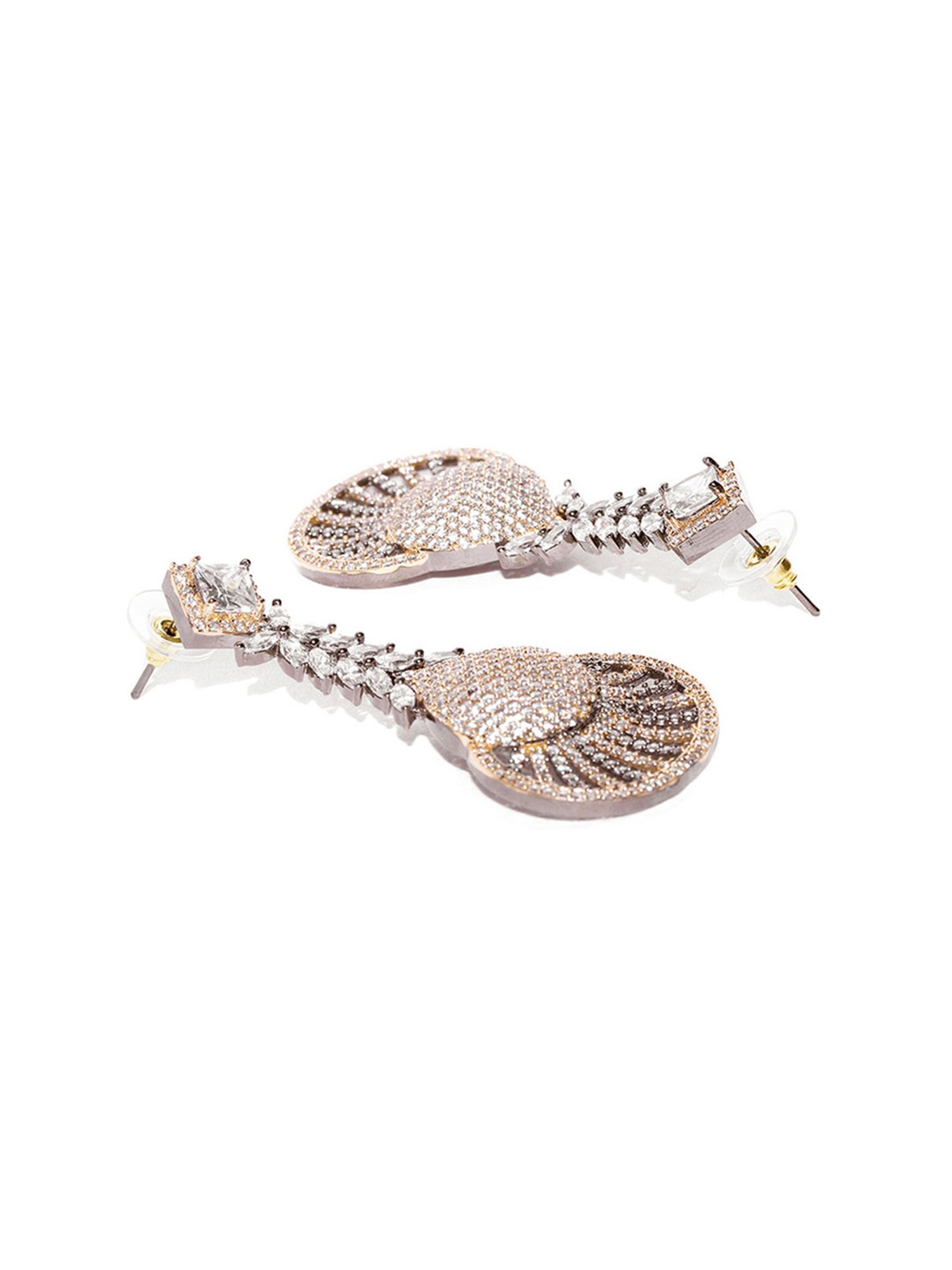 Priyaasi Clear & Rose Gold Dangler Earrings