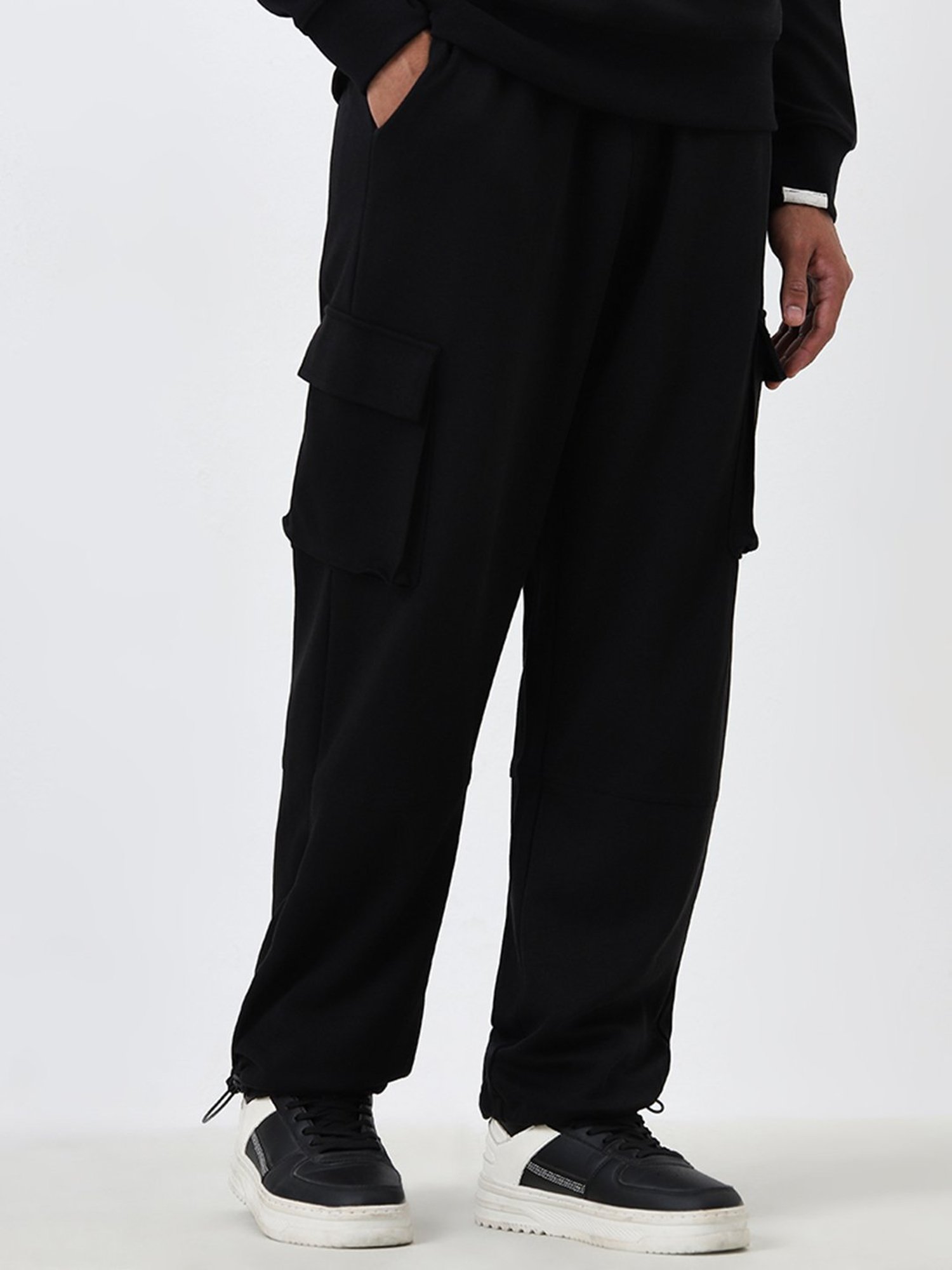 Studiofit by Westside Black Relaxed-Fit Mid-Rise Track Pants