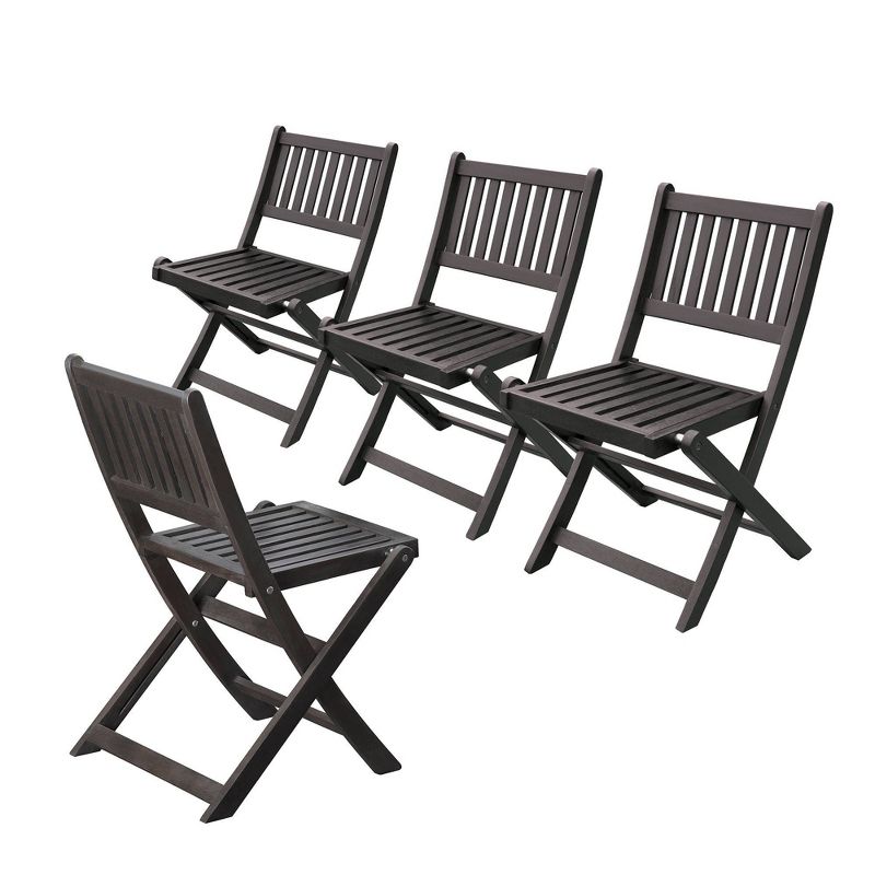 4pk Eucalyptus Folding Chairs Black - Merry Products