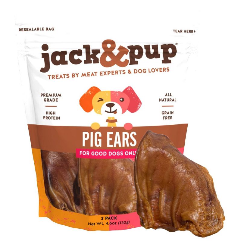 Jack&Pup Pig Ears Rawhide Dog Treats - 3pk