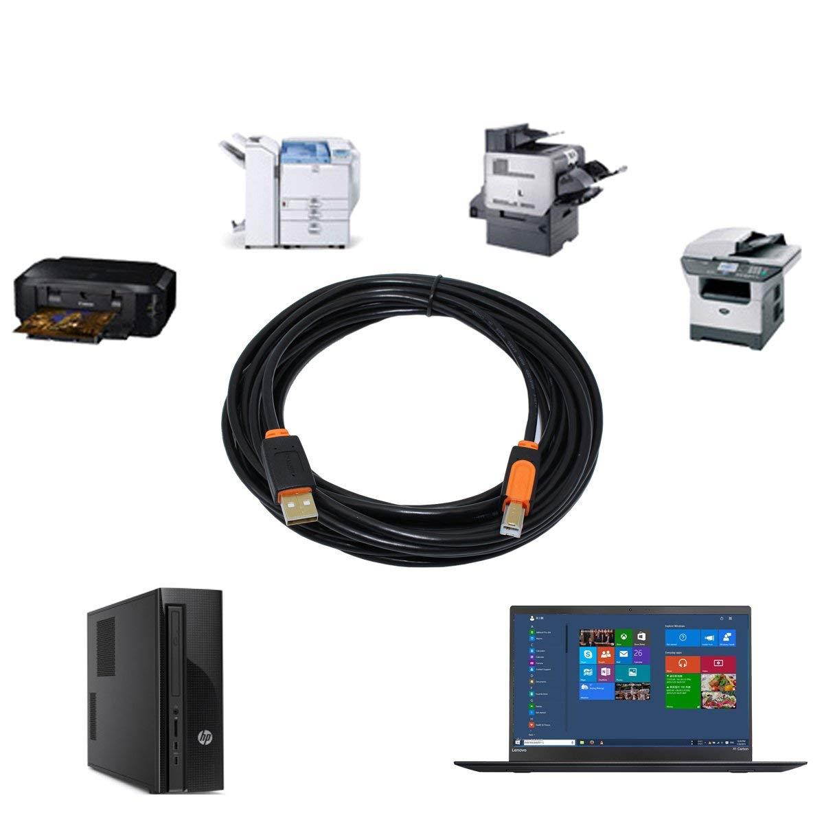 Printer Cable 25 ft, SNANSHI USB Printer Cable 25 Foot USB 2.0 Type A Male to Type B Male Printer Scanner Cable for HP, Canon, Lexmark, Epson, Dell, Xerox, Samsung etc