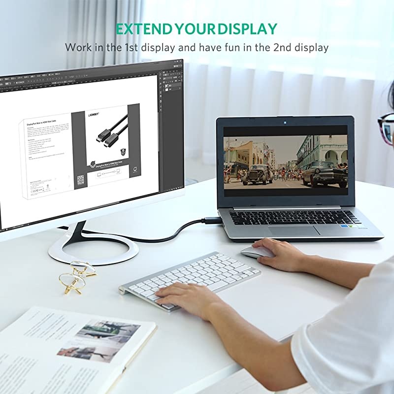 4K Displayport to HDMI Cable UniDirectional UHD DP to HDMI Connector Video Display Cord for HDTV Monitor Projector Computer 10FT