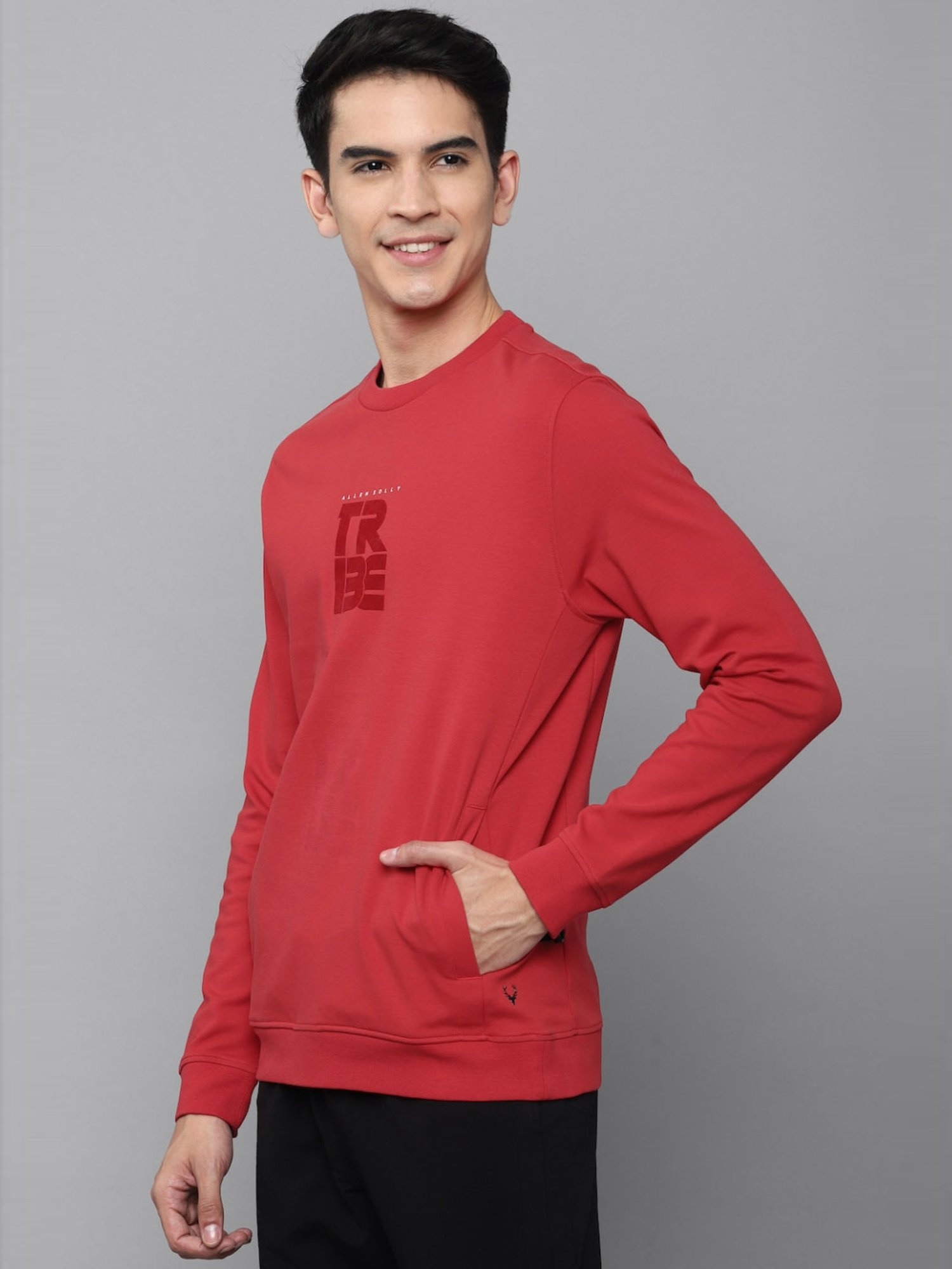 Tribe by Allen Solly Red Regular Fit Printed Sweatshirts