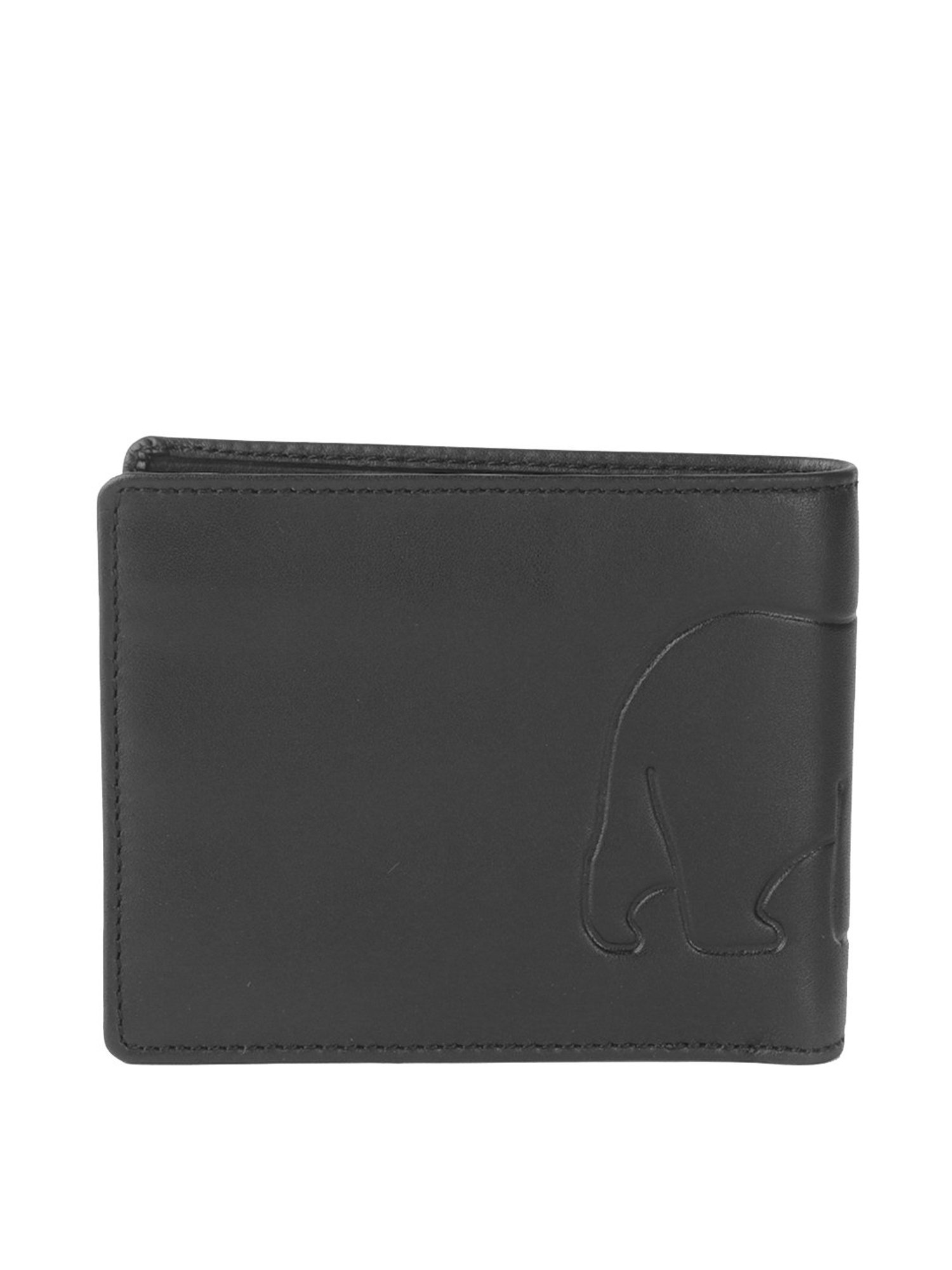 Brown Bear Black Casual Leather Rfid Bi-Fold Wallet for Men