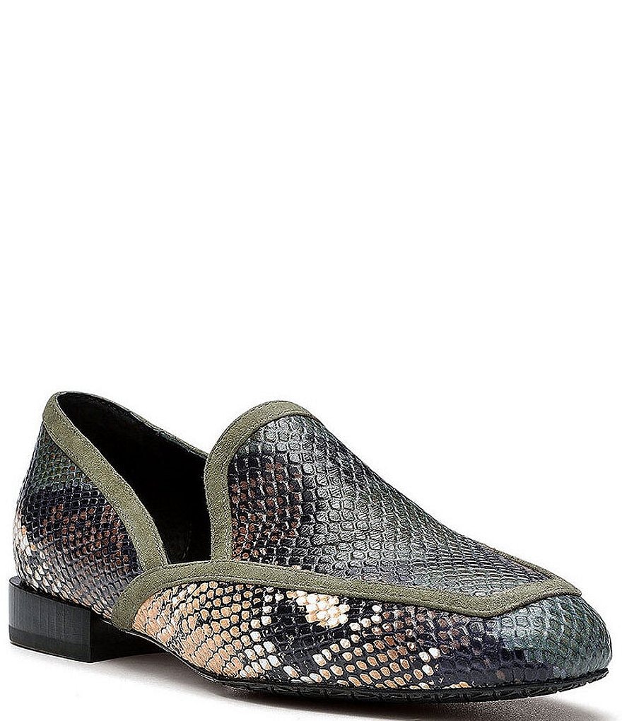 Donald Pliner Rezza Snake Print Leather Loafers