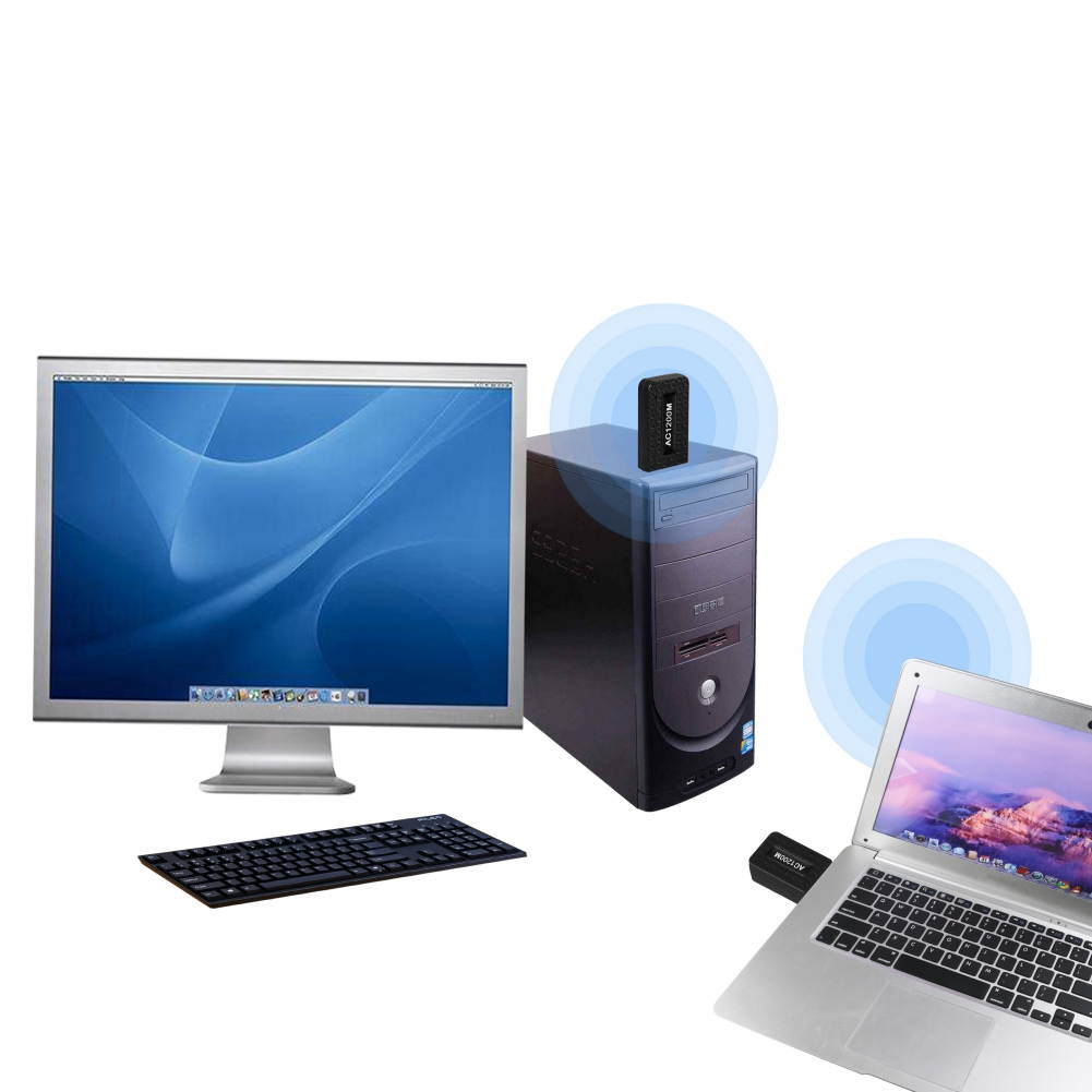 USB3.0 WiFi Adapter, 1300mbps Wireless Network Adapter WiFi Dongle, Dual Band For Mac OS 10.9-10.15 For Windows XP/7/8/8.1/10