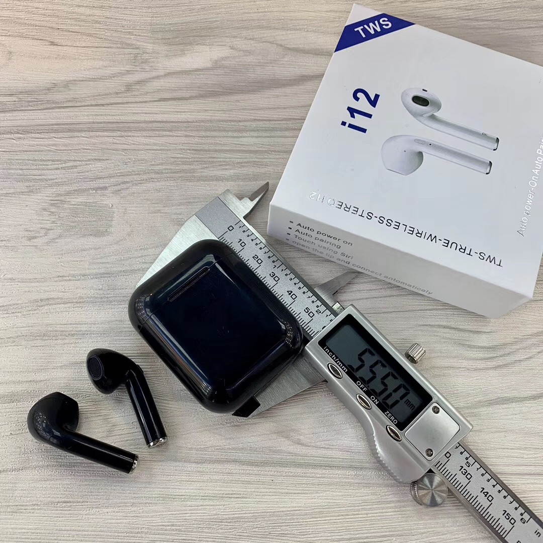 i12 TWS Wireless Bluetooth 5.0 Touch control Earphones with 300mAh Charging Dock Automatically Pairing - Red