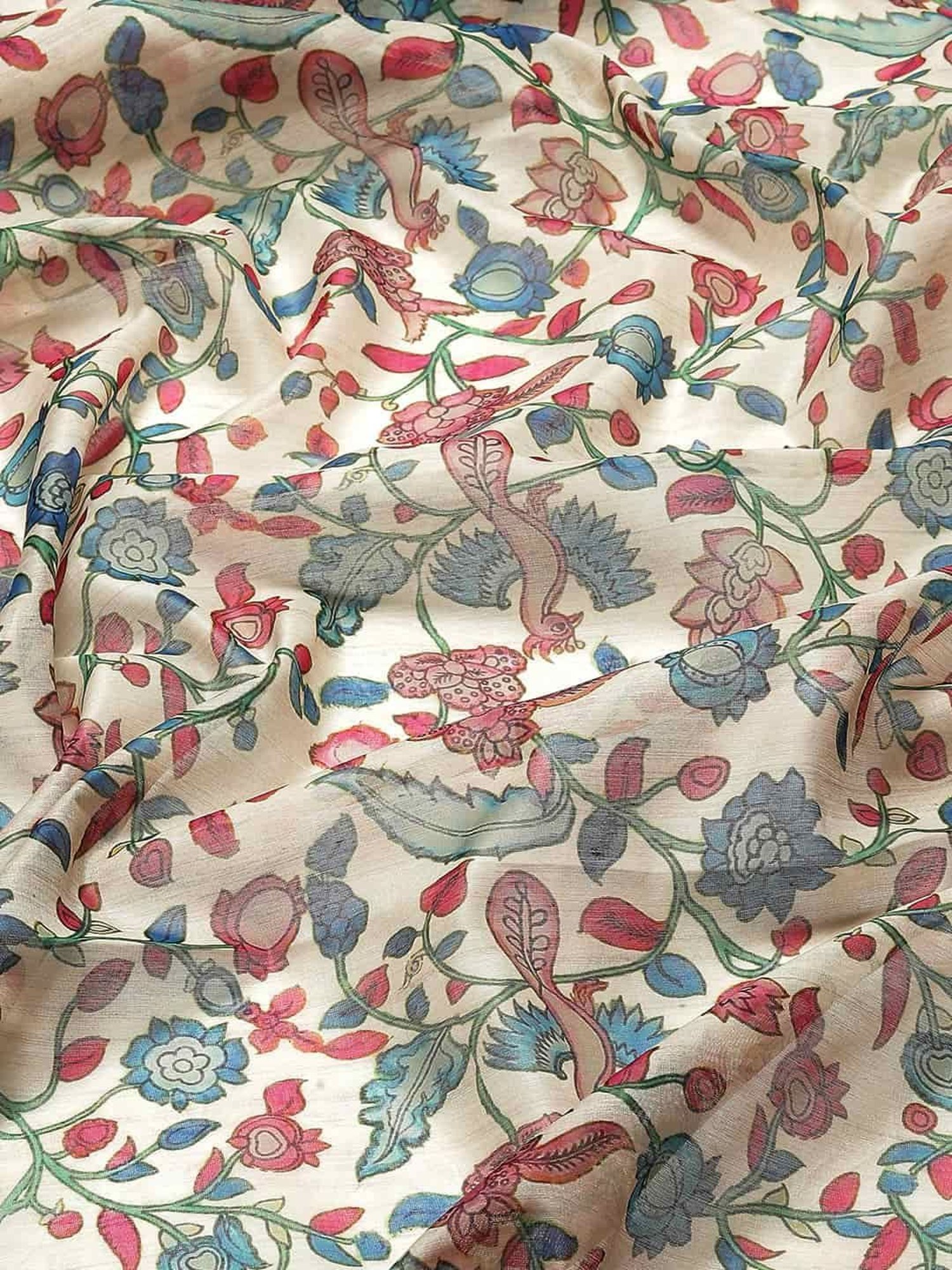 Unnati Silks Red Silk Printed Saree With Unstitched Blouse