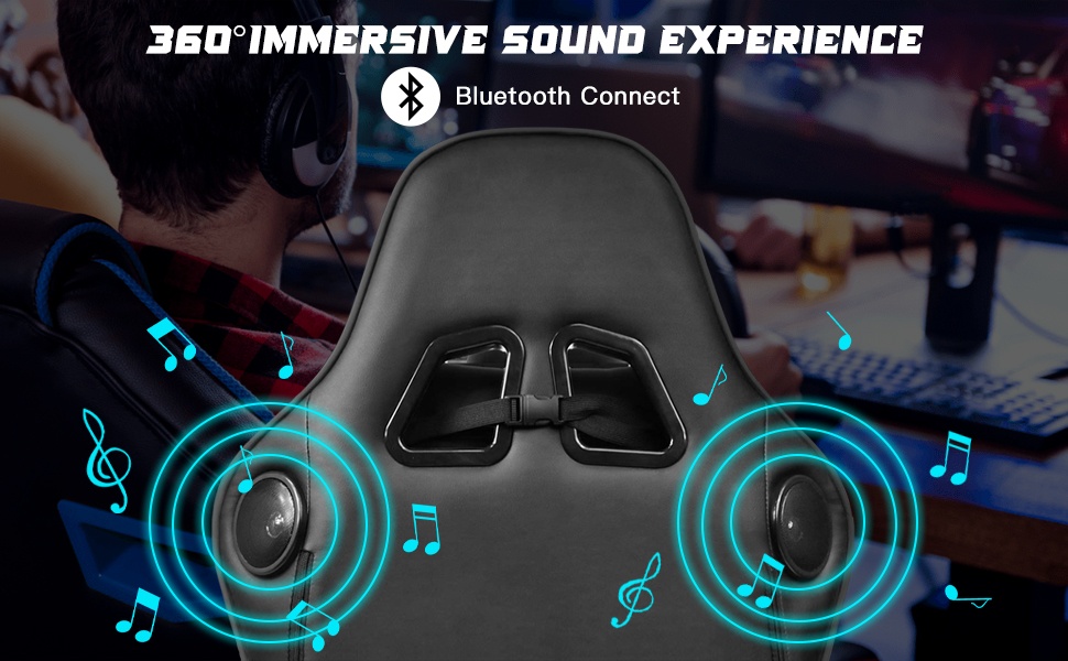 YOUTHUP Gaming Chair with RGB LED Lights, Racing Style Recliner Swivel Video Computer Chair with Bluetooth Speakers, Adjustable Ergonomic High Back, PU Leather with Headrest and Lumbar Support, Pink