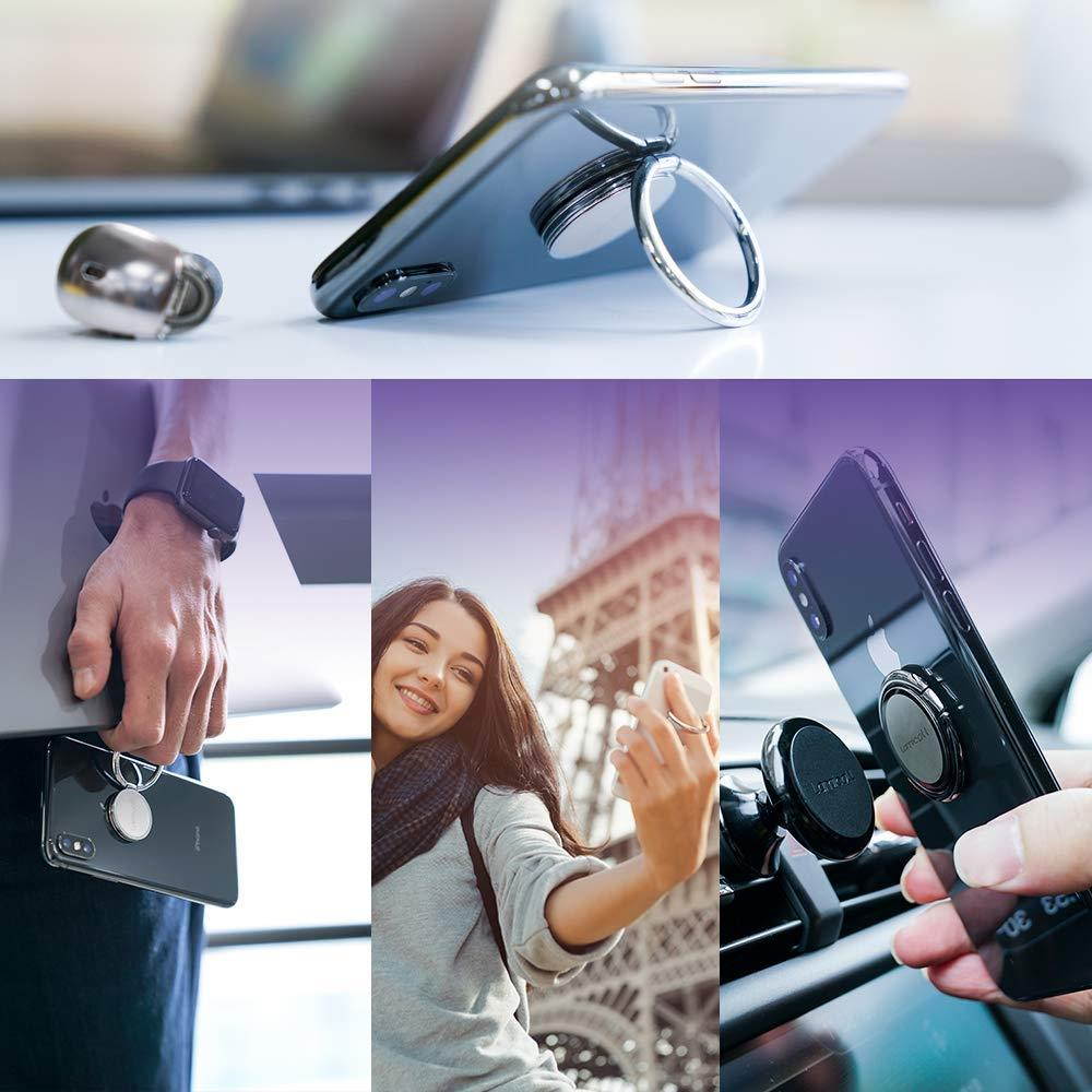 Phone Ring Holder, Lamicall Finger Ring Stand : Universal Cell Phone Cradle Kickstand Compatible with Phone Xs Max XR X 8 7 6 6s Plus, Samsung Galaxy S8 S7 S6, All Android Smartphone - Frosted Silver