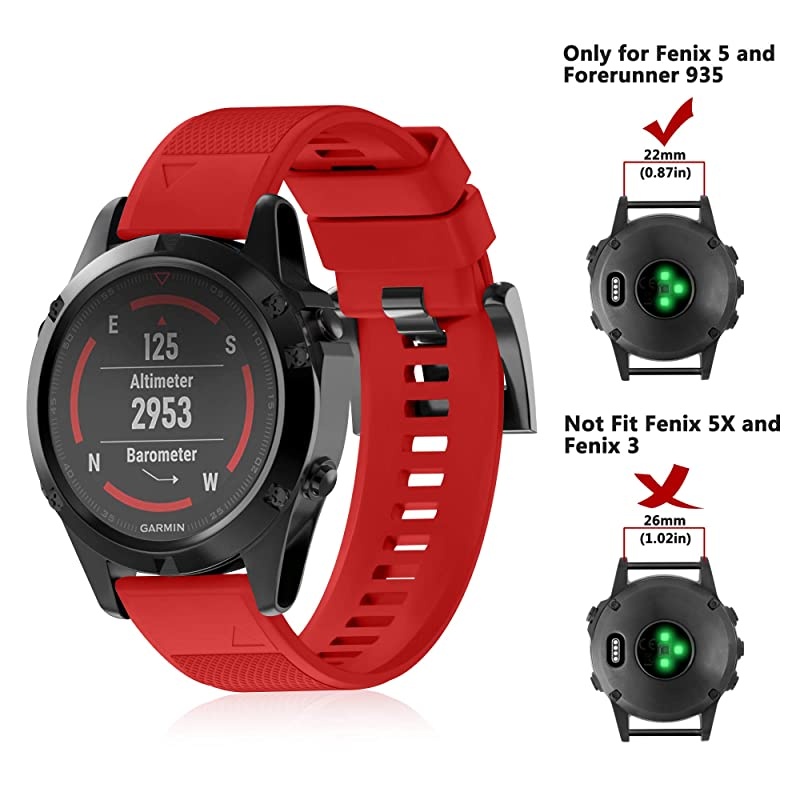 Bands Compatible with Garmin Fenix 5 and Fenix 5 Plus Watch Strap Replacement Silicone Band for Forerunner 935, 945, Approach S60, Not Fit 5X, 5S