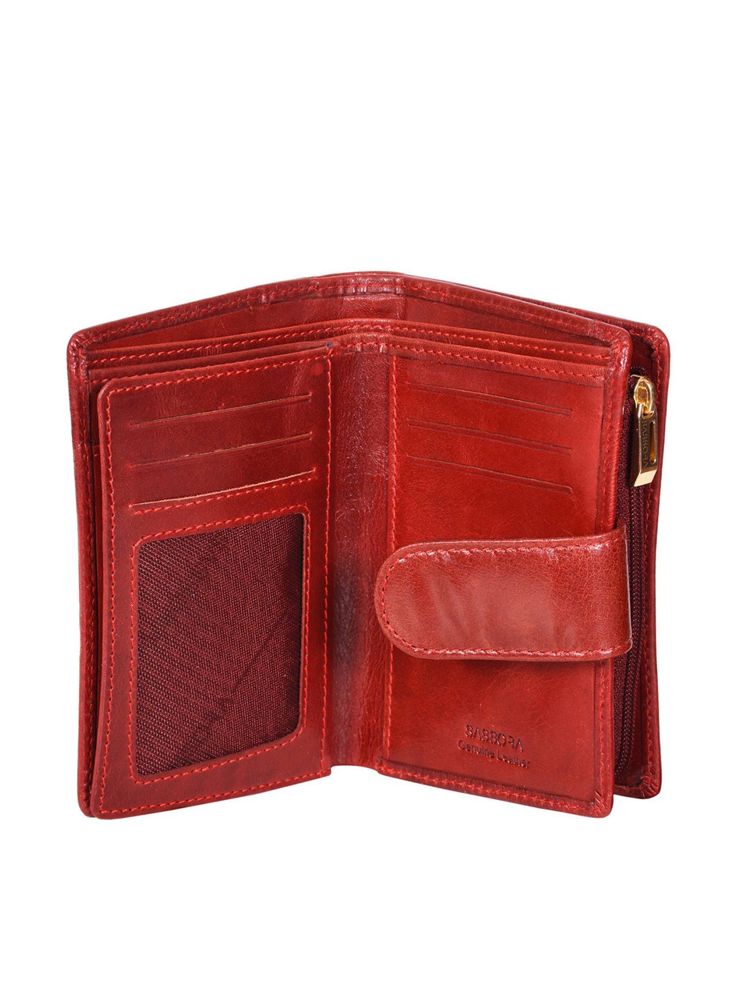 SASSORA Red Solid Rfid Bi-Fold Wallet for Women