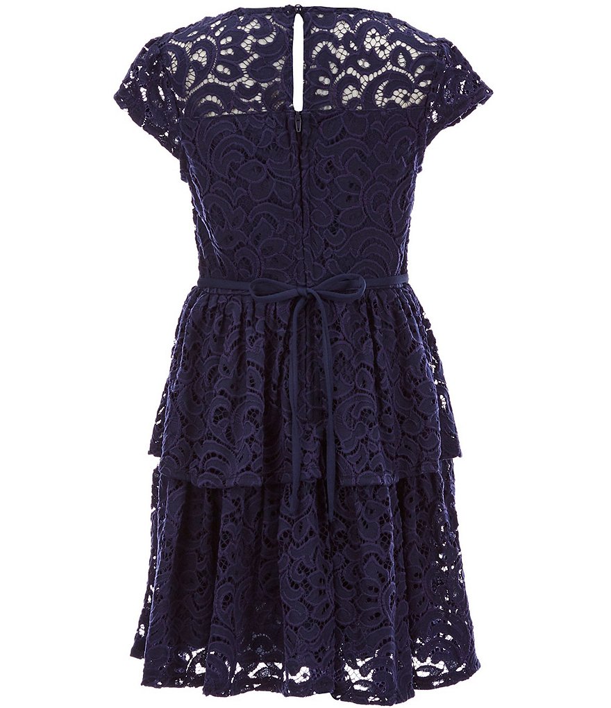 Xtraordinary Big Girls 7-16 Patterned-Lace Tiered Fit-And-Flare Dress
