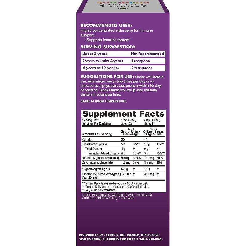 Zarbee's Naturals Children's Elderberry Syrup - 4 fl oz