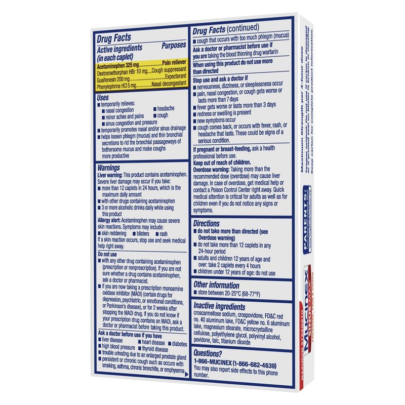 Mucinex Sinus-Max Pressure, Pain & Cough Relief Caplets - Acetaminophen - 20ct