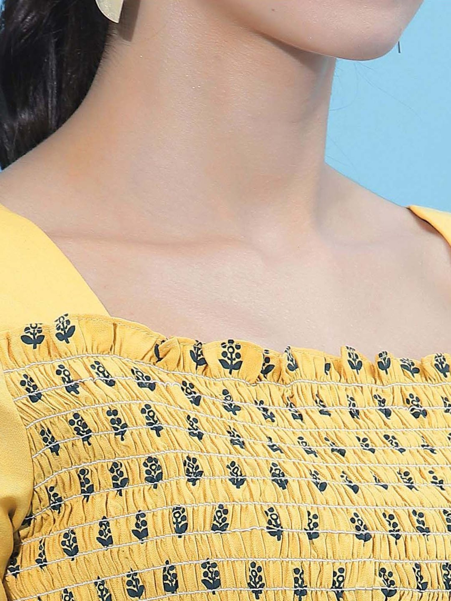 SELVIA Yellow Printed Top