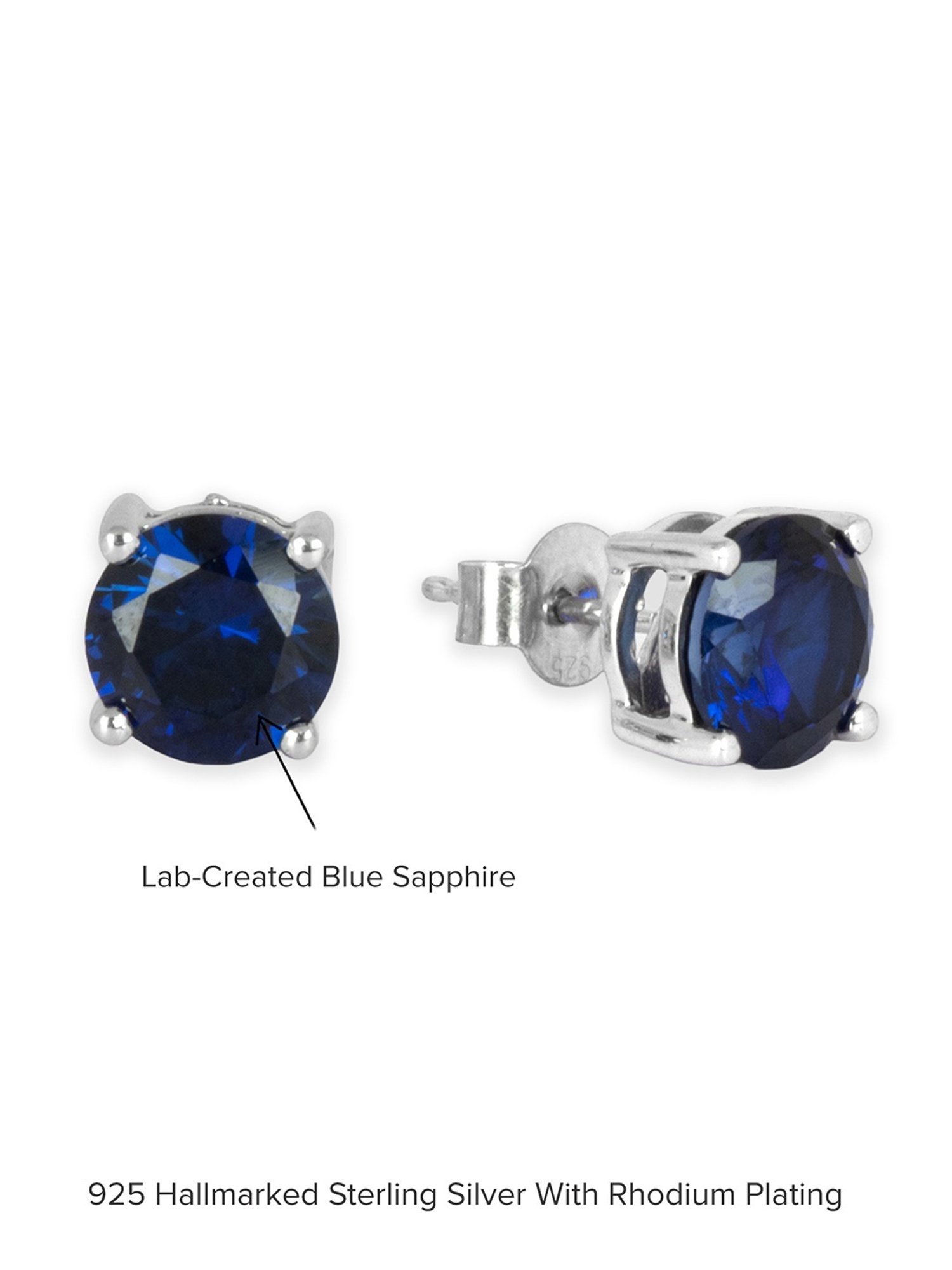 Ornate Jewels 92.5 Sterling Silver Blue Sapphire Solitaire Stud Earrings