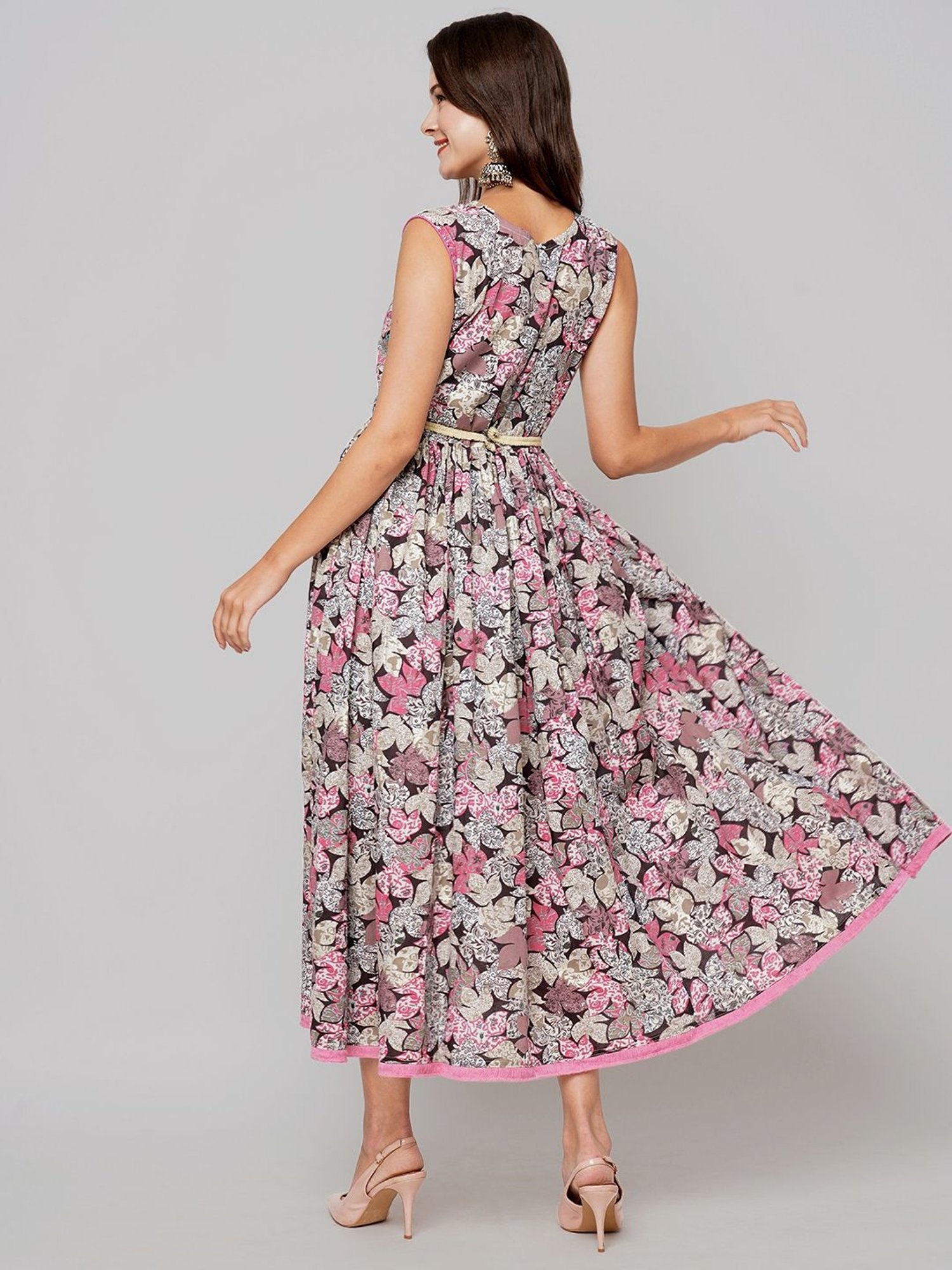 KIANA Multicolored Cotton Printed Maxi Dress