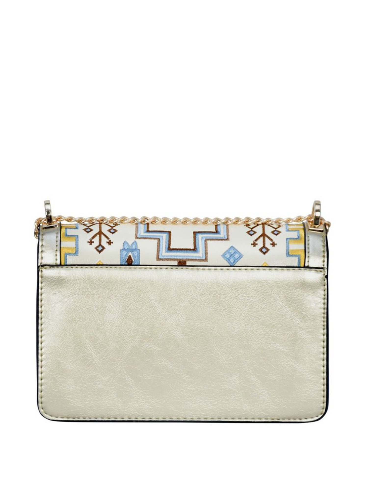 Esbeda Golden PU Embroidered Sling Handbag