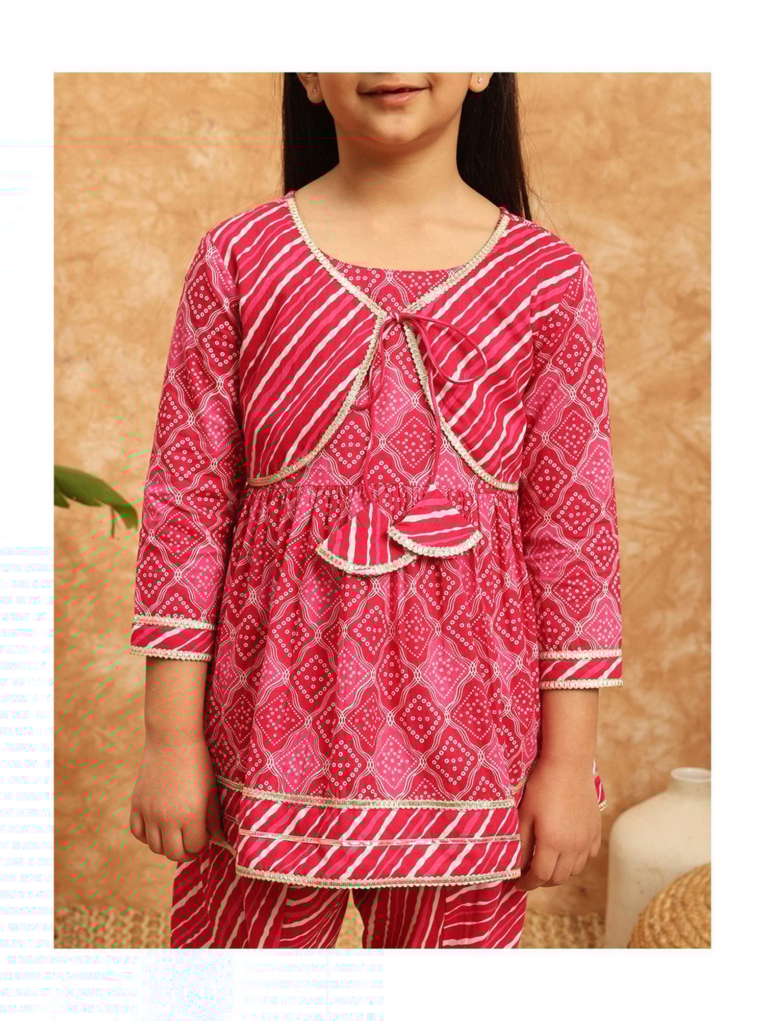READIPRINT FASHIONS Kids Pink Printed Kurti with Dhoti Pants