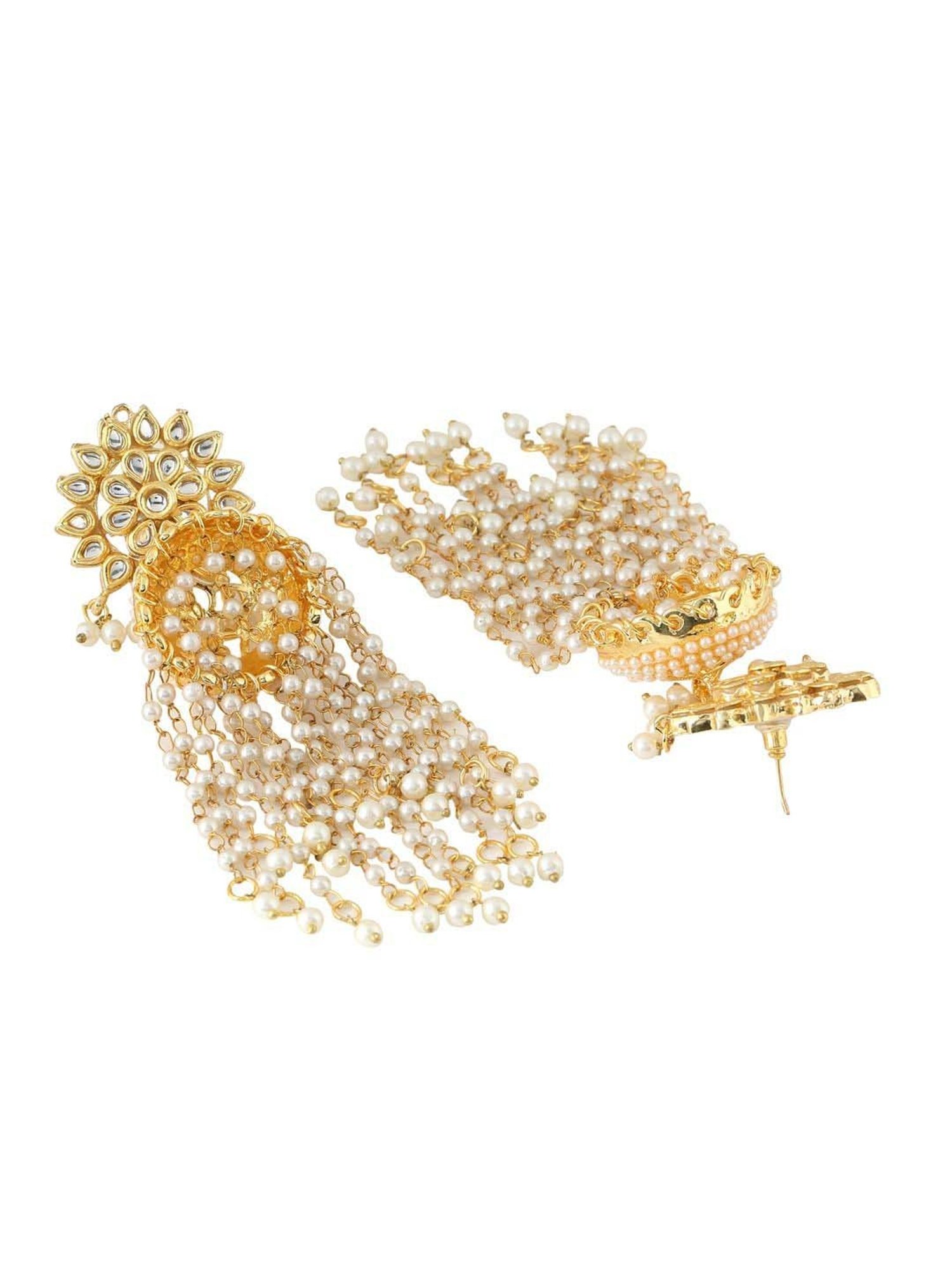 NVR Gold-Plated Contemporary Jhumki Earrings for Women