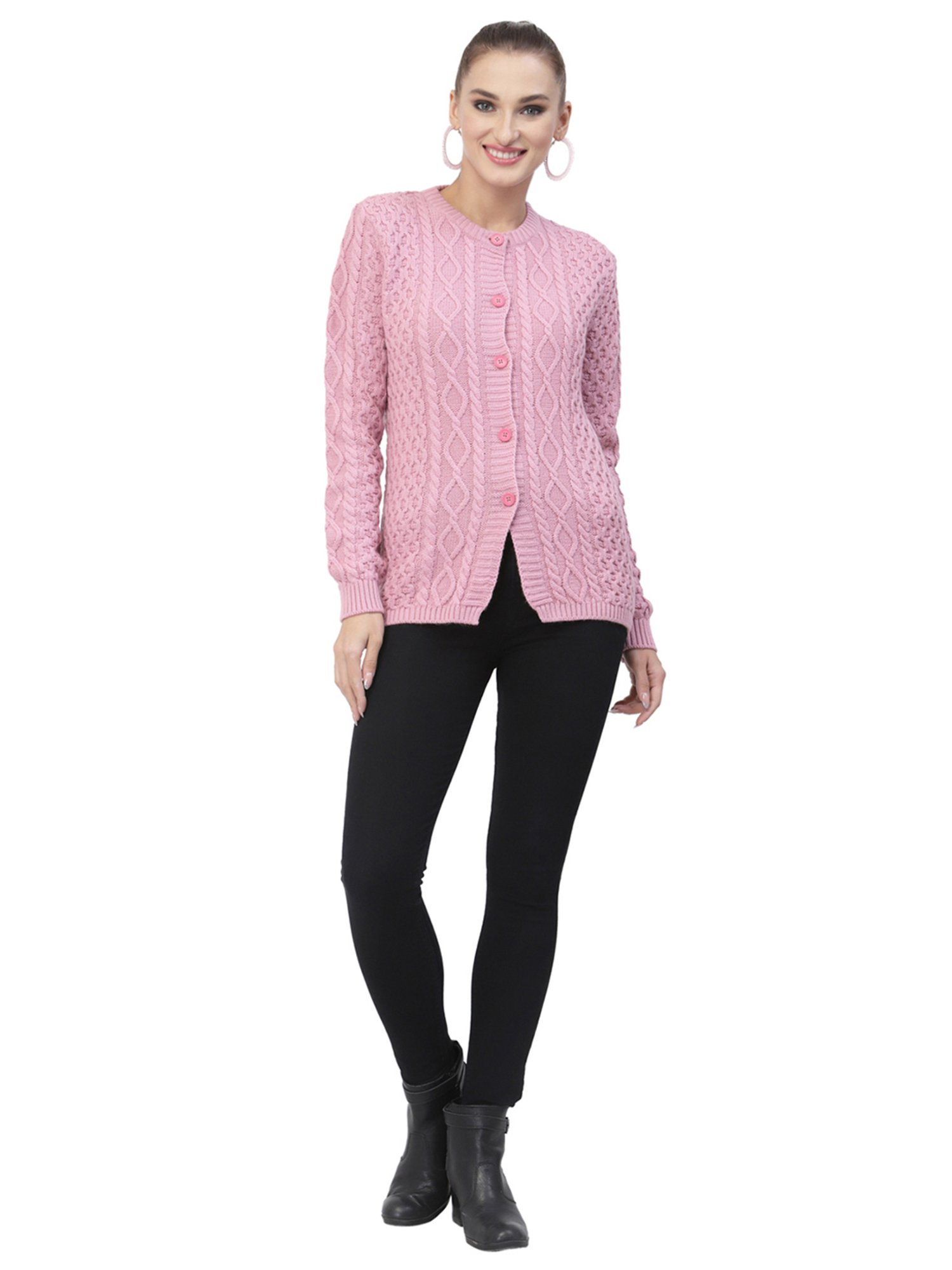 Kalt Pink Cable Design Sweater