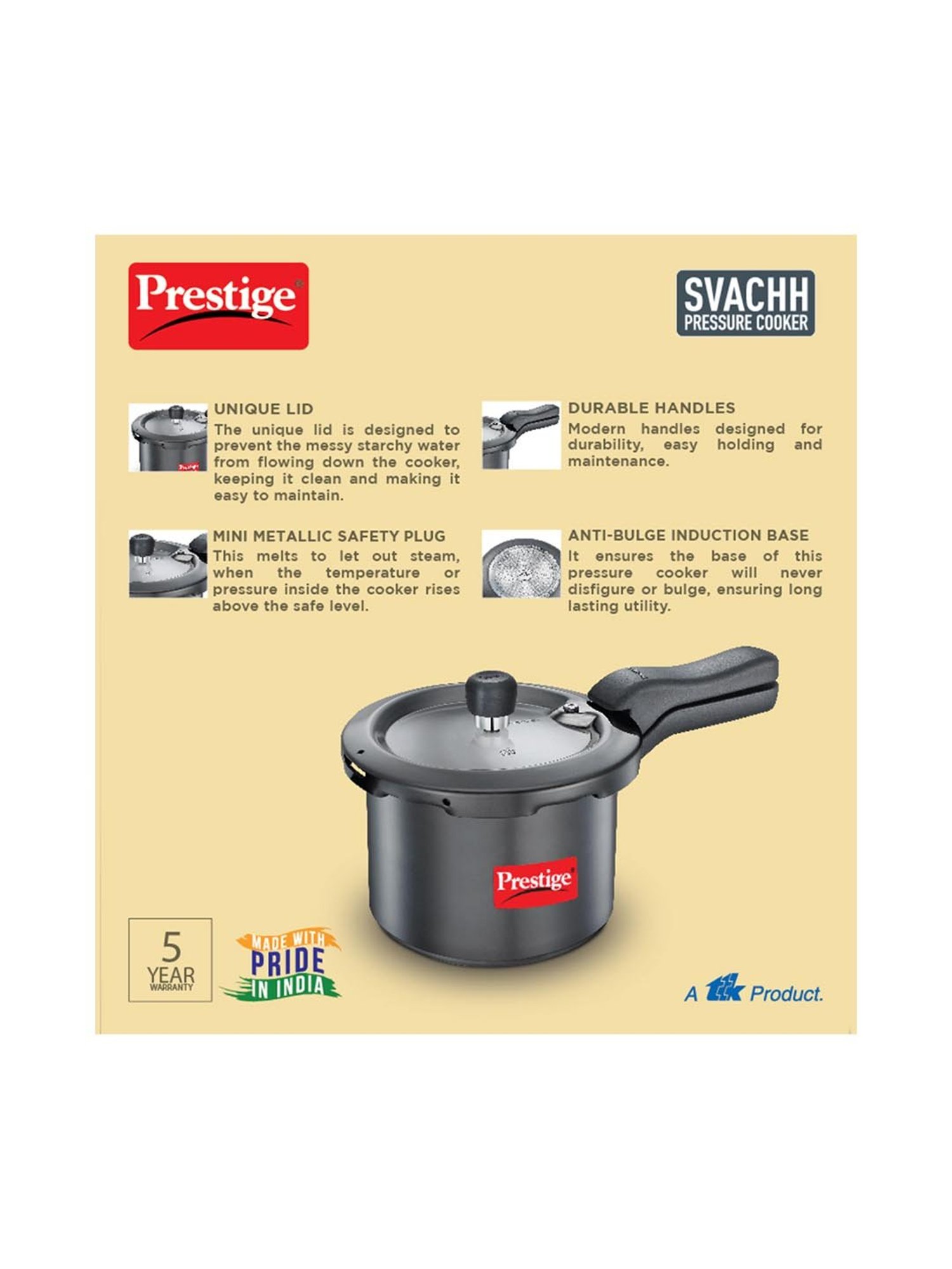 Pigeon Silver Stainless steel Pressure Cooker (10 L)