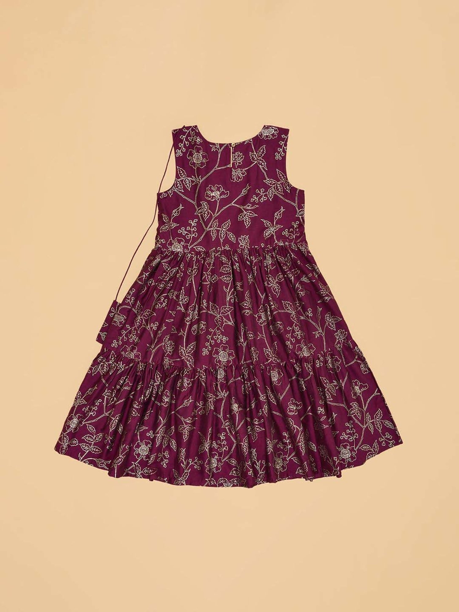 Akkriti by Pantaloons Girls Grape Wine Printed Casual Dresses