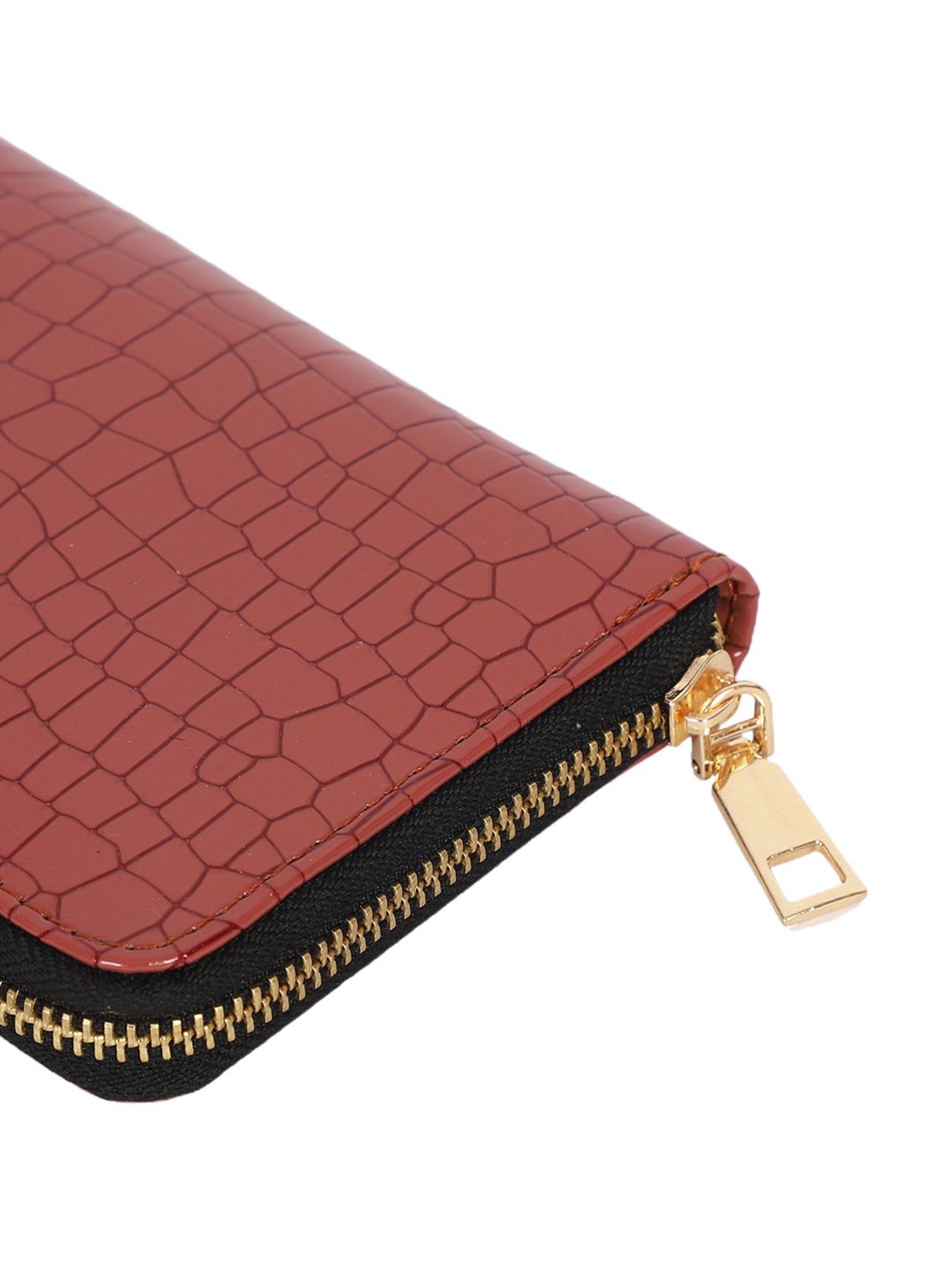 Bagsy Malone Red Textured Zip Around Wallet for Women