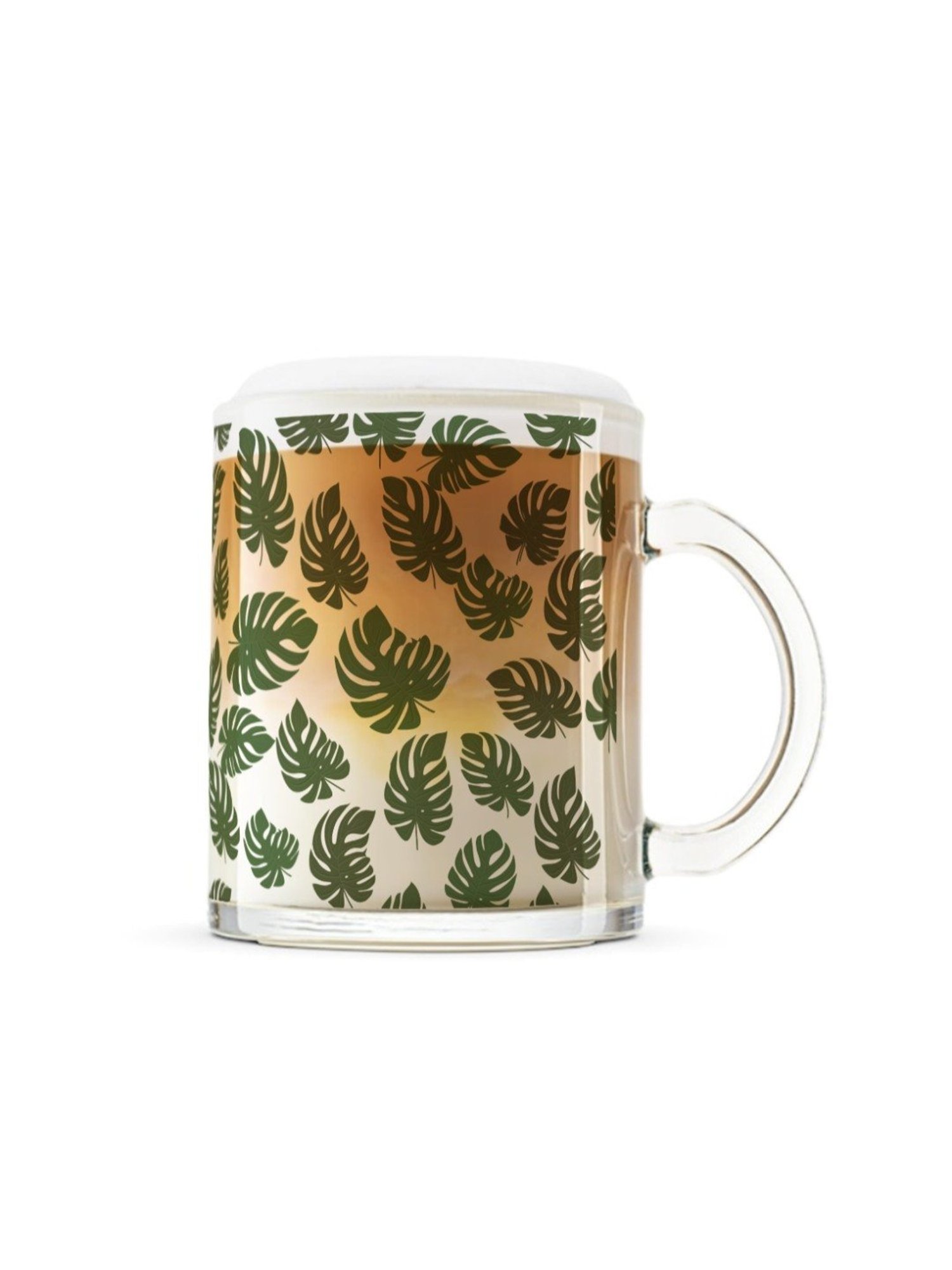 Gathari Leaves Transparent Glass Coffee Mug